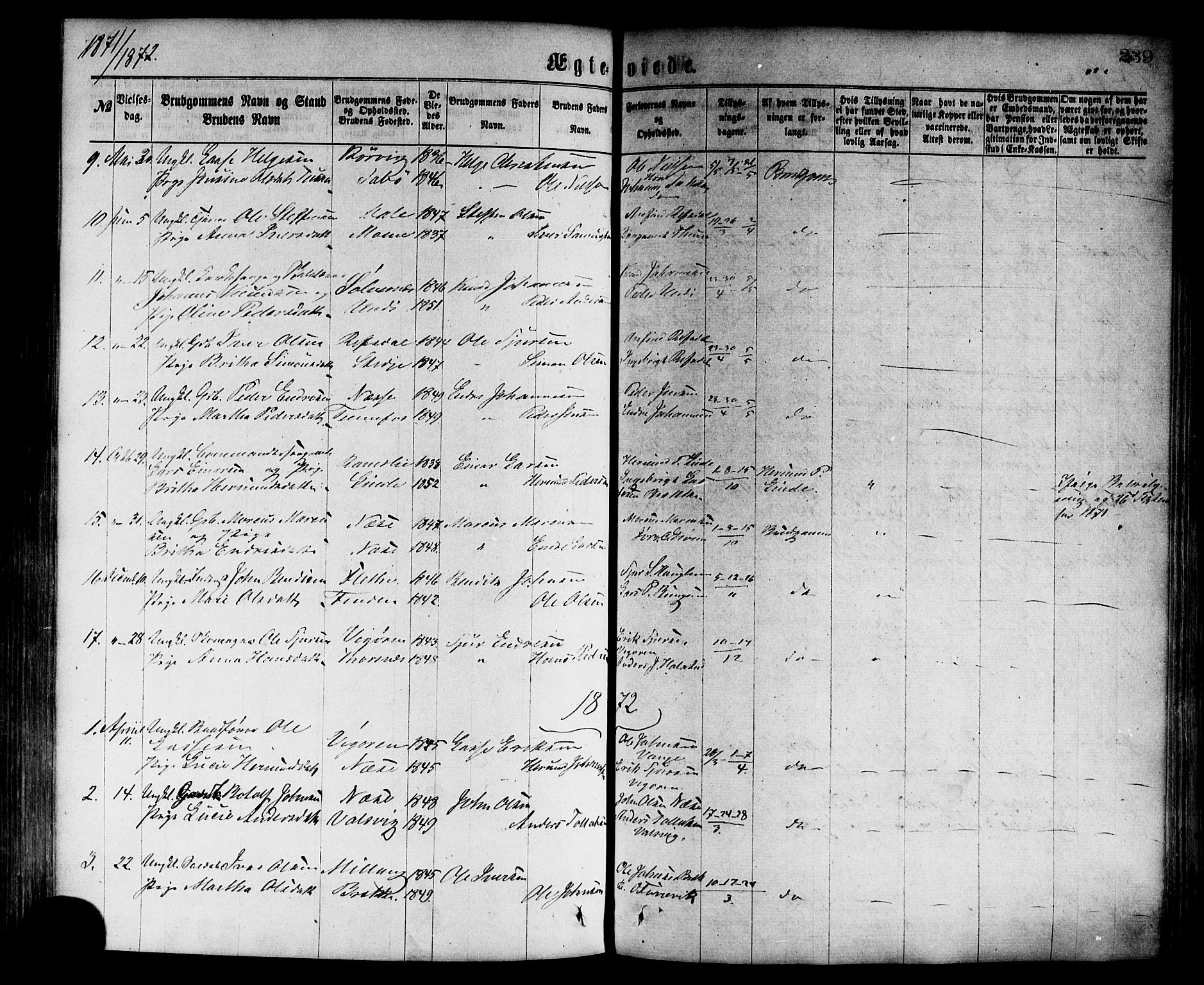 Vik sokneprestembete, AV/SAB-A-81501/H/Haa/Haaa/L0009: Parish register (official) no. A 9, 1866-1877, p. 239