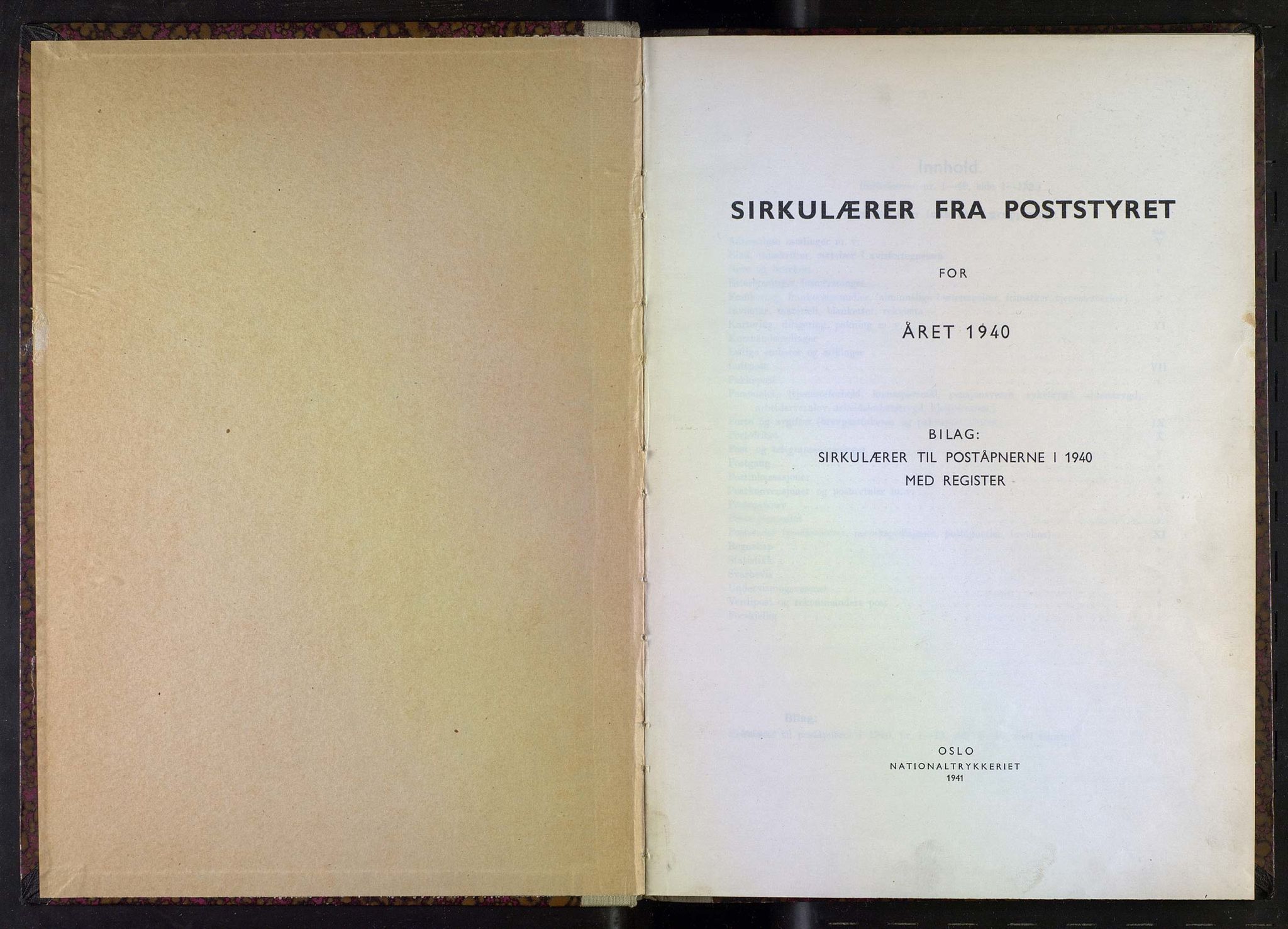 Norges Postmuseums bibliotek, NOPO/-/-/-: Sirkulærer fra Poststyret, 1940