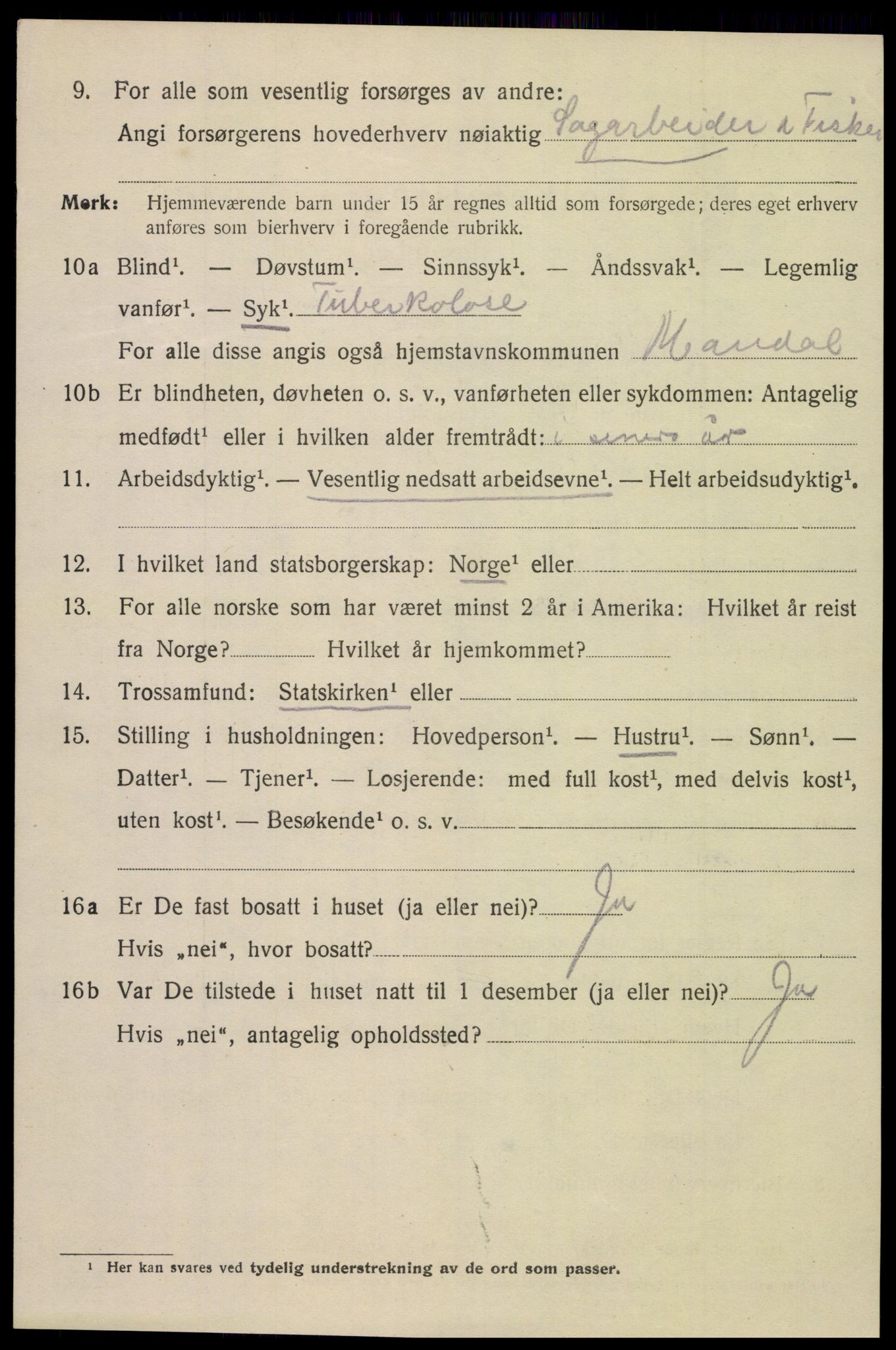 SAK, 1920 census for Mandal, 1920, p. 7276