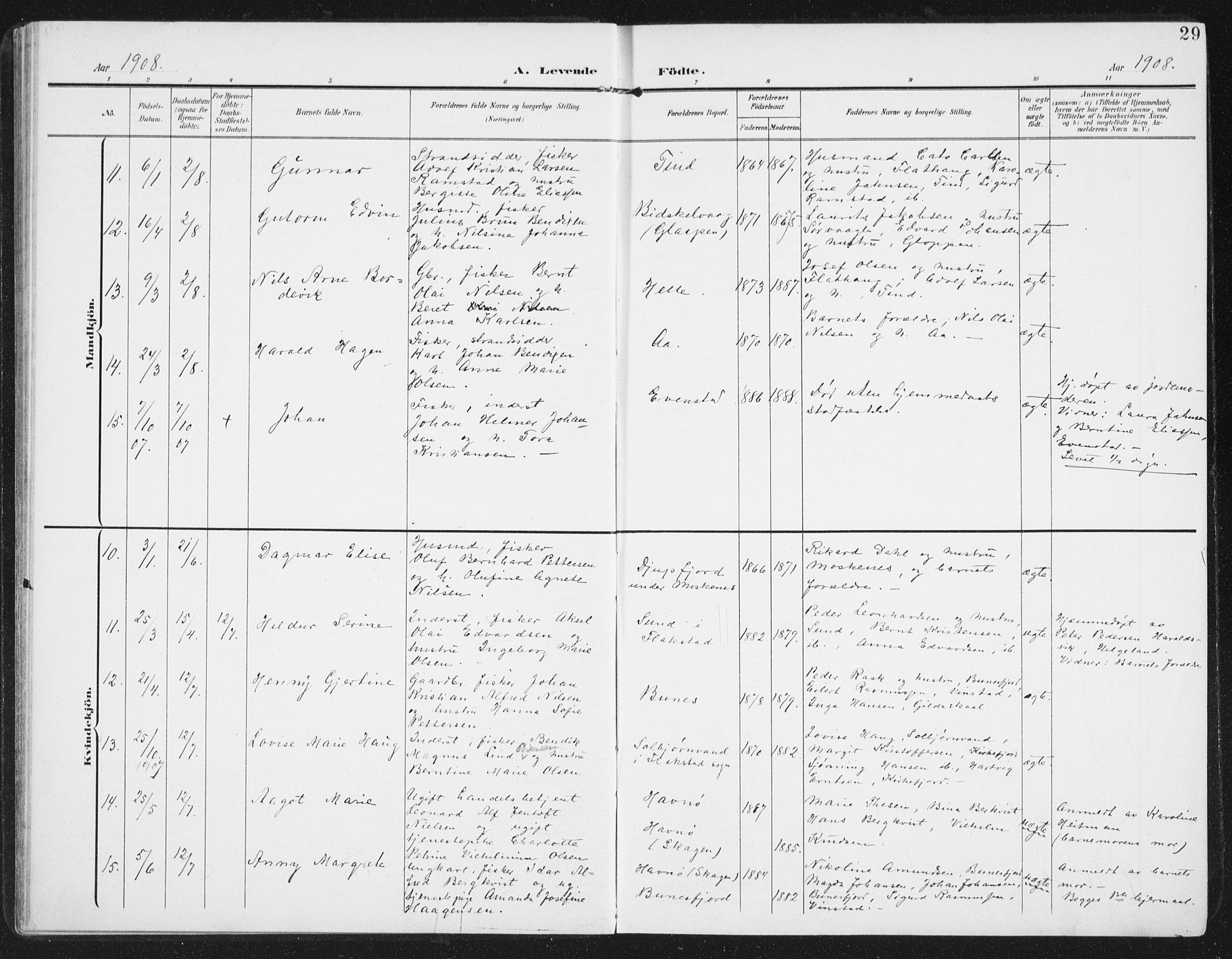 Ministerialprotokoller, klokkerbøker og fødselsregistre - Nordland, SAT/A-1459/886/L1221: Parish register (official) no. 886A03, 1903-1913, p. 29