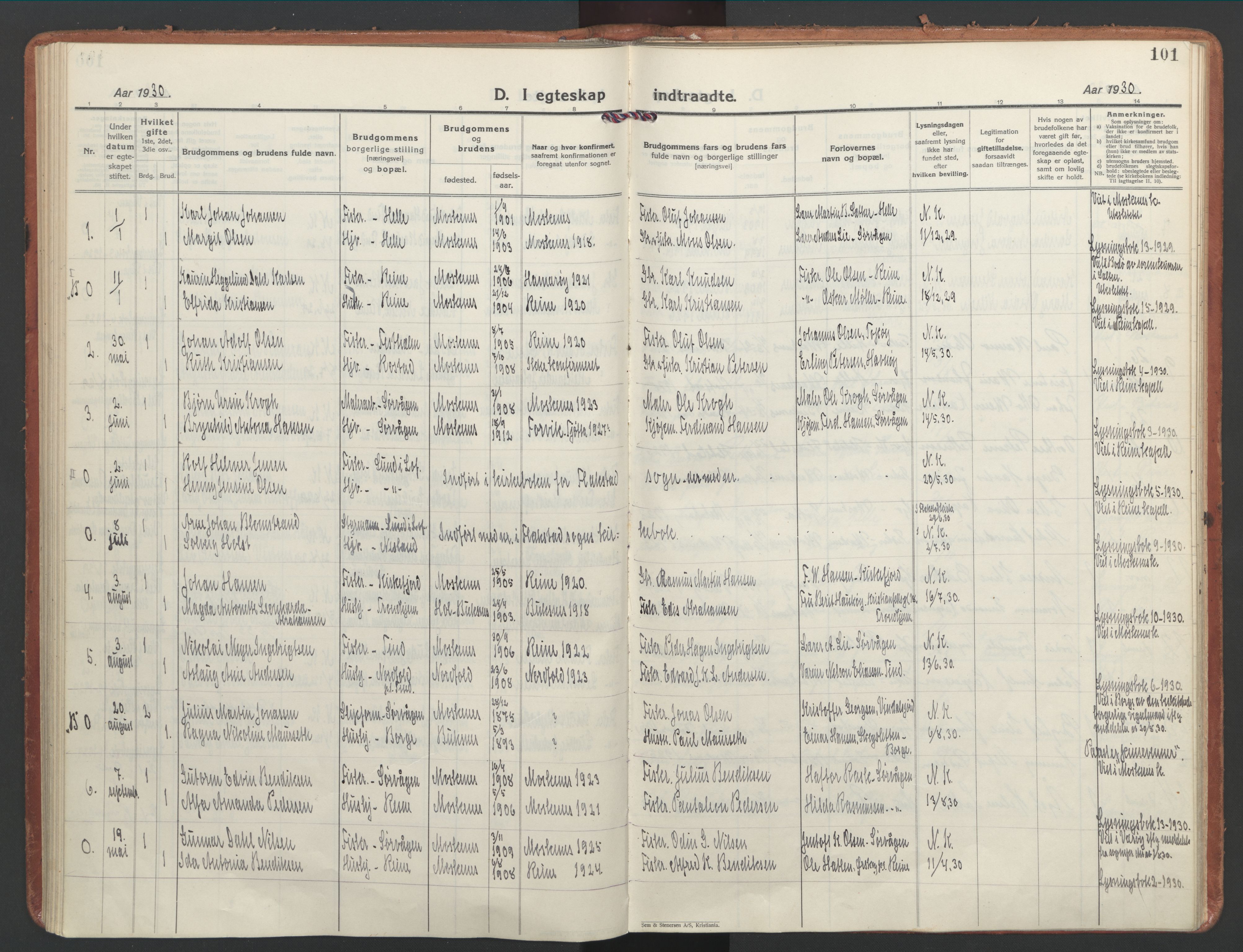 Ministerialprotokoller, klokkerbøker og fødselsregistre - Nordland, AV/SAT-A-1459/886/L1223: Parish register (official) no. 886A05, 1926-1938, p. 101