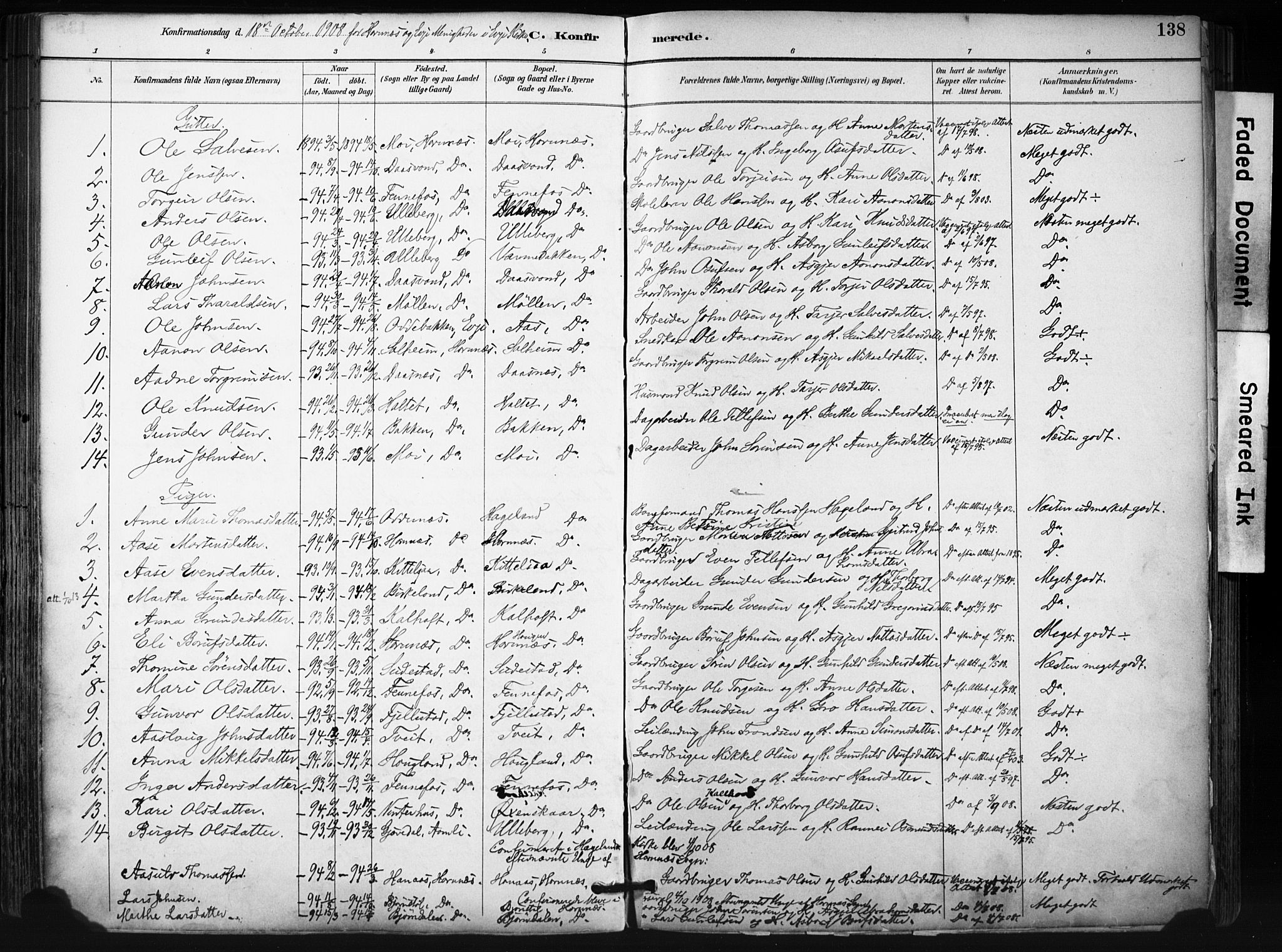 Evje sokneprestkontor, SAK/1111-0008/F/Fa/Fab/L0003: Parish register (official) no. A 3, 1884-1909, p. 138