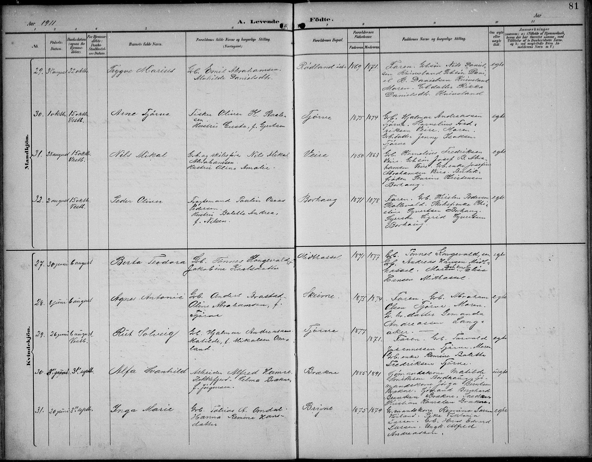 Lista sokneprestkontor, AV/SAK-1111-0027/F/Fb/L0005: Parish register (copy) no. B 5, 1892-1923, p. 81