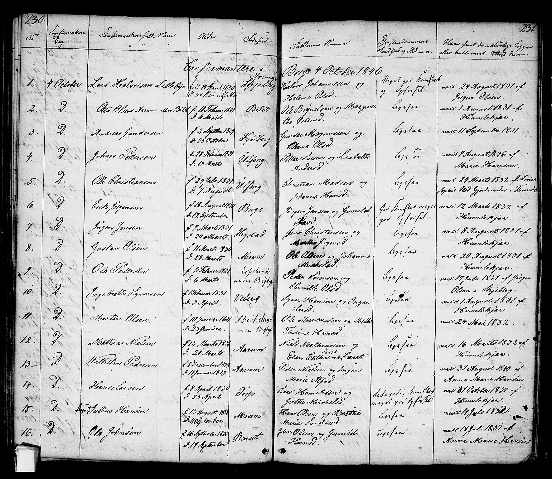 Borge prestekontor Kirkebøker, AV/SAO-A-10903/F/Fa/L0004: Parish register (official) no. I 4, 1836-1848, p. 230-231