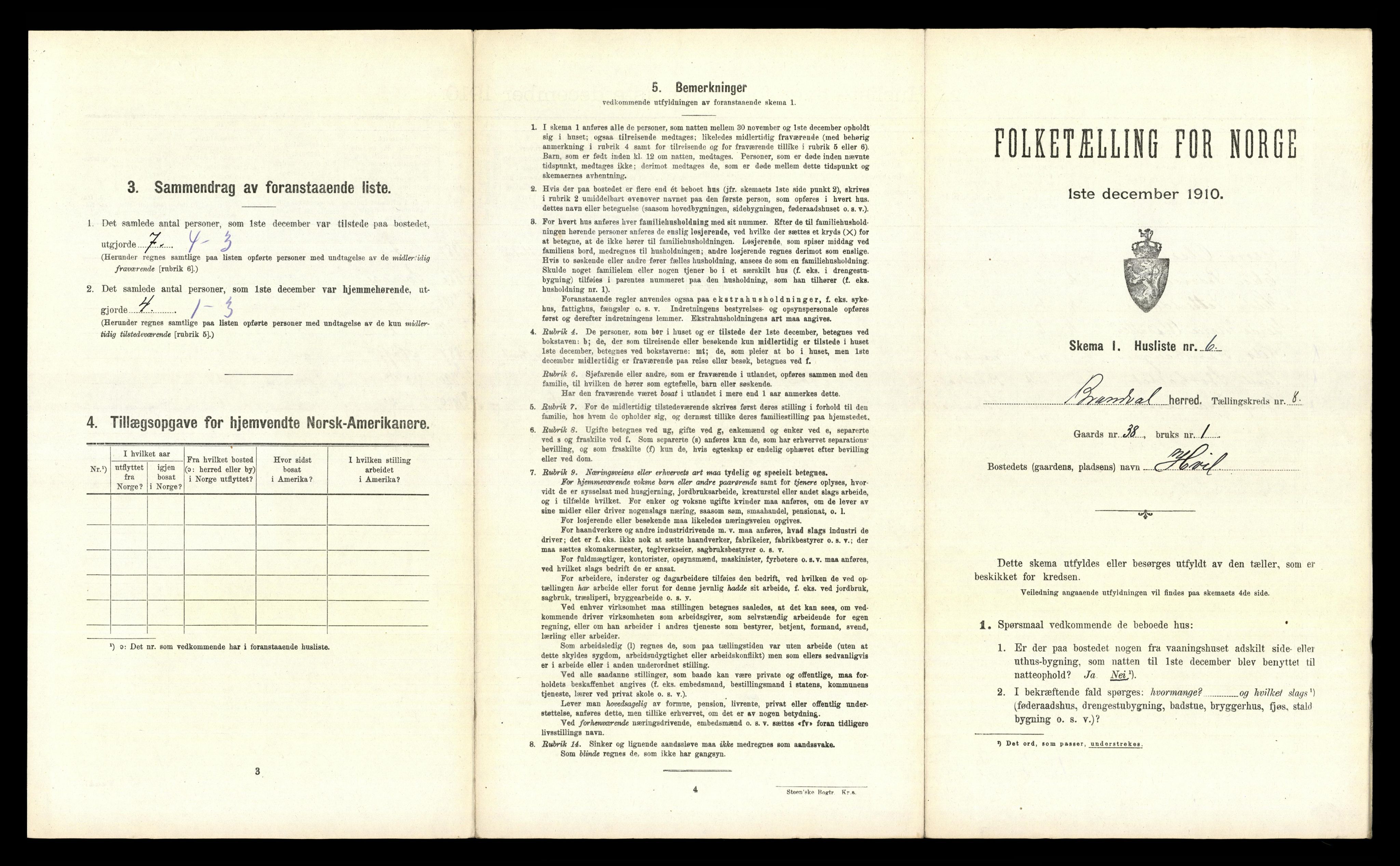 RA, 1910 census for Brandval, 1910, p. 1159