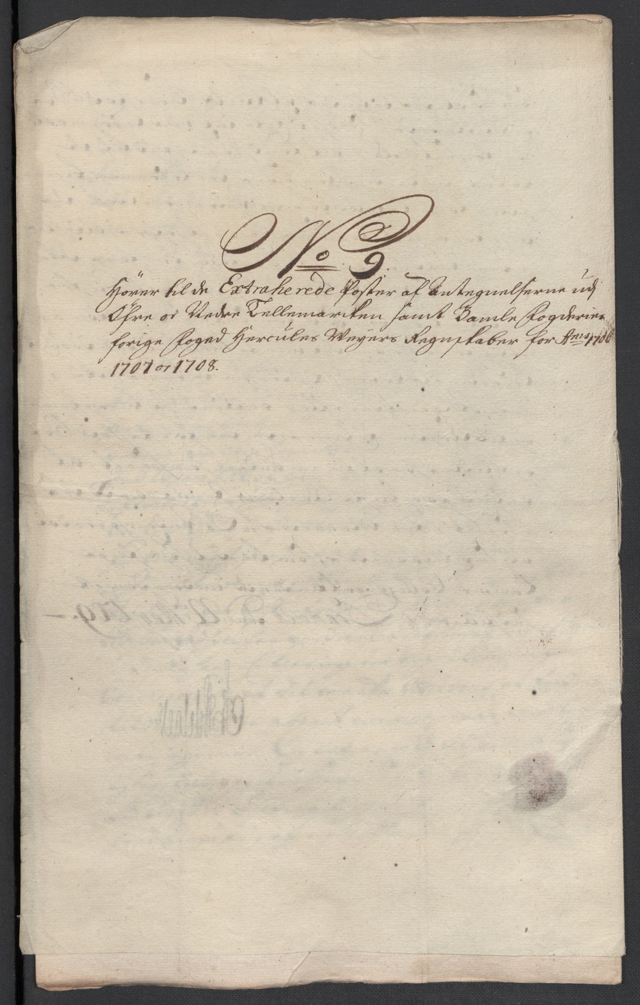 Rentekammeret inntil 1814, Reviderte regnskaper, Fogderegnskap, AV/RA-EA-4092/R36/L2118: Fogderegnskap Øvre og Nedre Telemark og Bamble, 1708-1709, p. 453