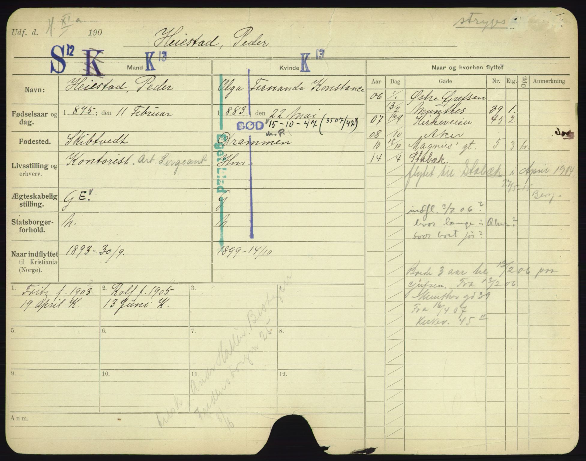 Oslo folkeregister, Registerkort, AV/SAO-A-11715/F/Fa/Fac/L0004: Menn, 1906-1914, p. 551a