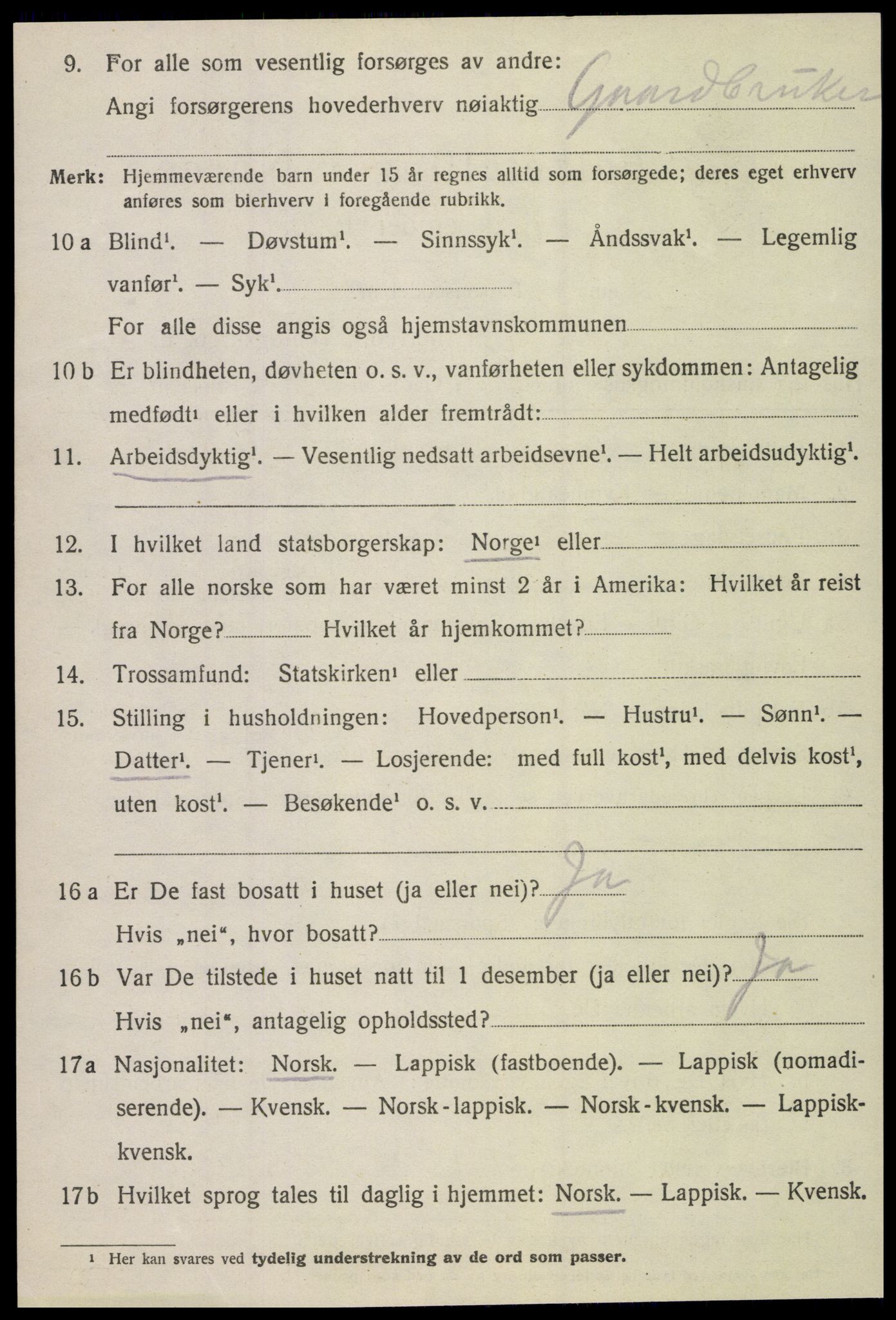 SAT, 1920 census for Lurøy, 1920, p. 5178