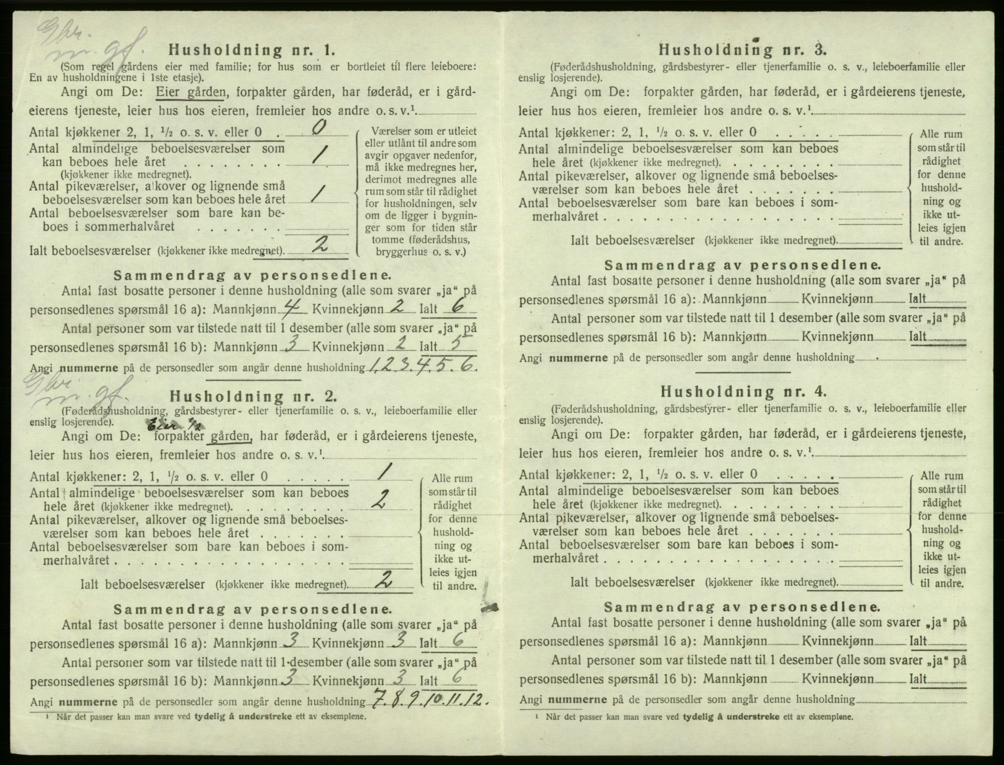 SAB, 1920 census for Kvam, 1920, p. 494