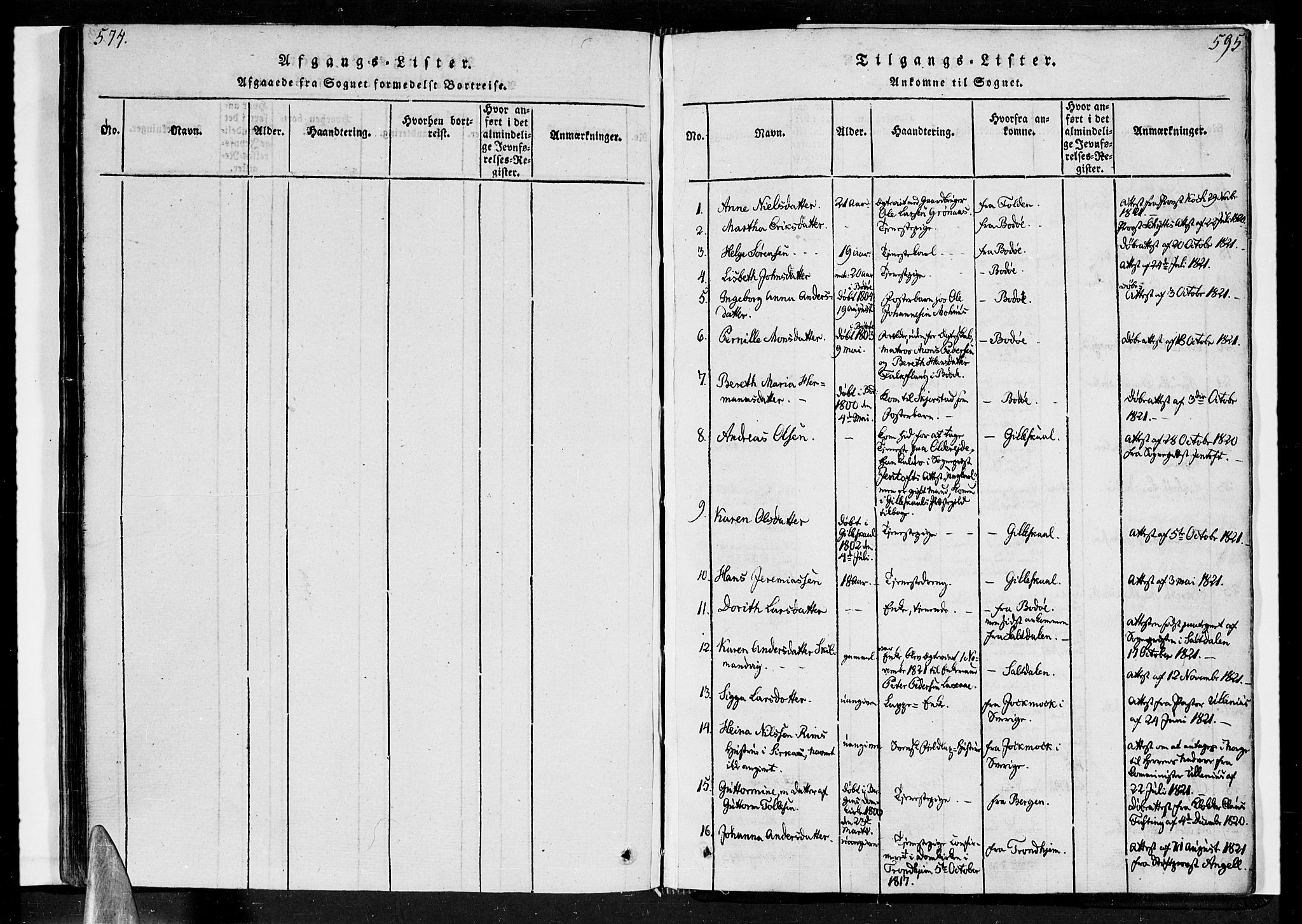 Ministerialprotokoller, klokkerbøker og fødselsregistre - Nordland, SAT/A-1459/852/L0736: Parish register (official) no. 852A06, 1820-1833, p. 574-595