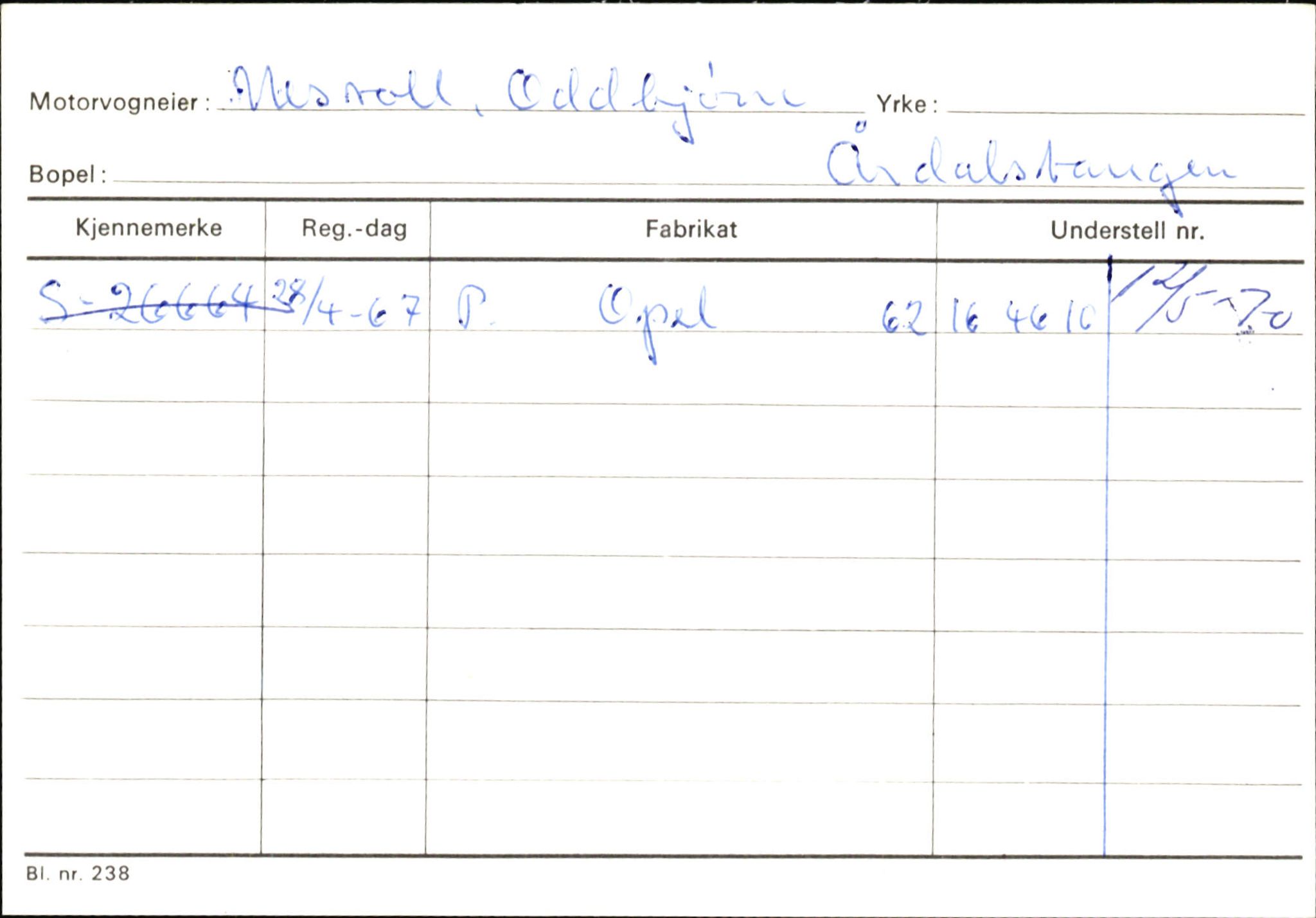 Statens vegvesen, Sogn og Fjordane vegkontor, AV/SAB-A-5301/4/F/L0145: Registerkort Vågsøy S-Å. Årdal I-P, 1945-1975, p. 2029