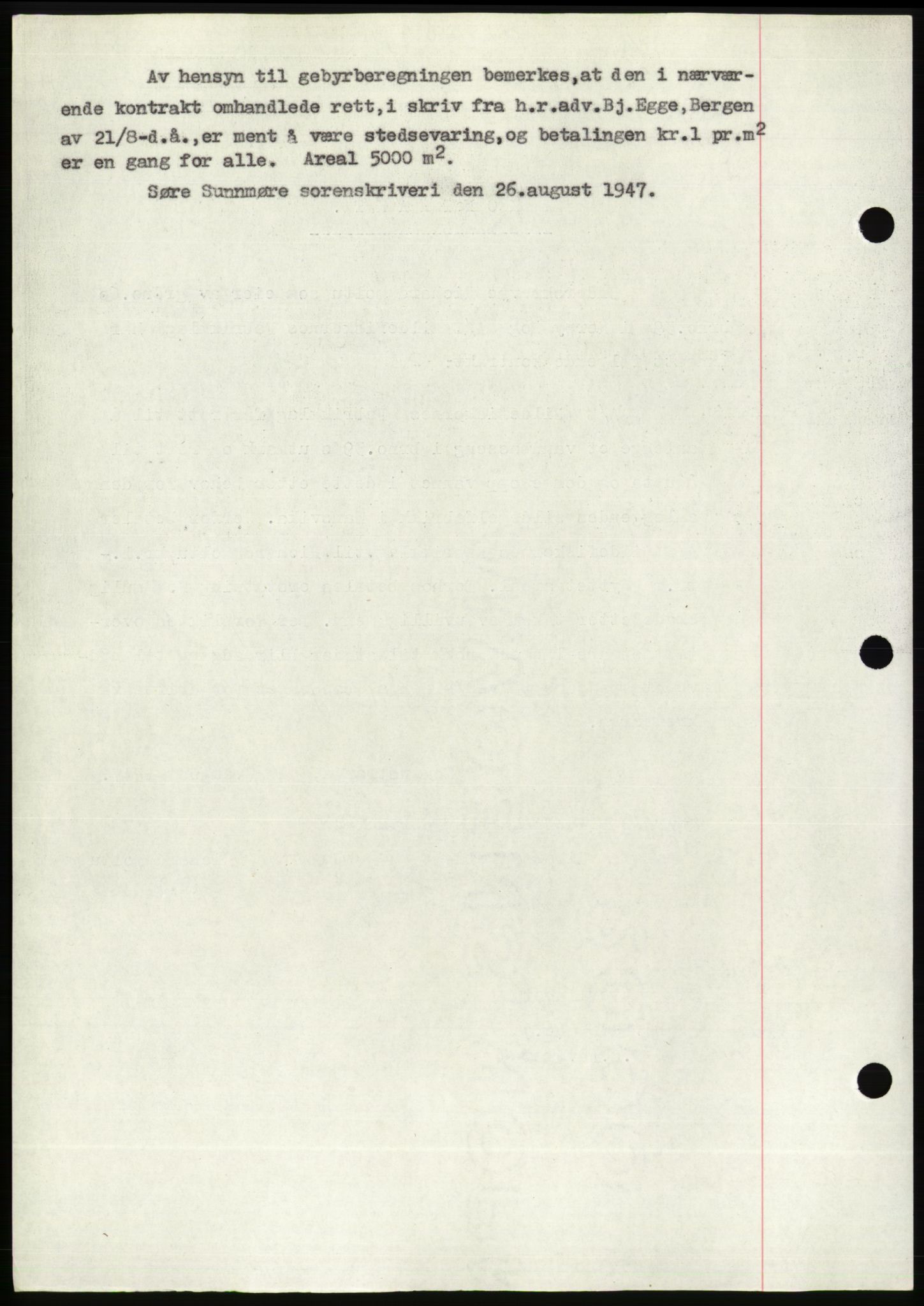 Søre Sunnmøre sorenskriveri, AV/SAT-A-4122/1/2/2C/L0081: Mortgage book no. 7A, 1947-1948, Diary no: : 1114/1947