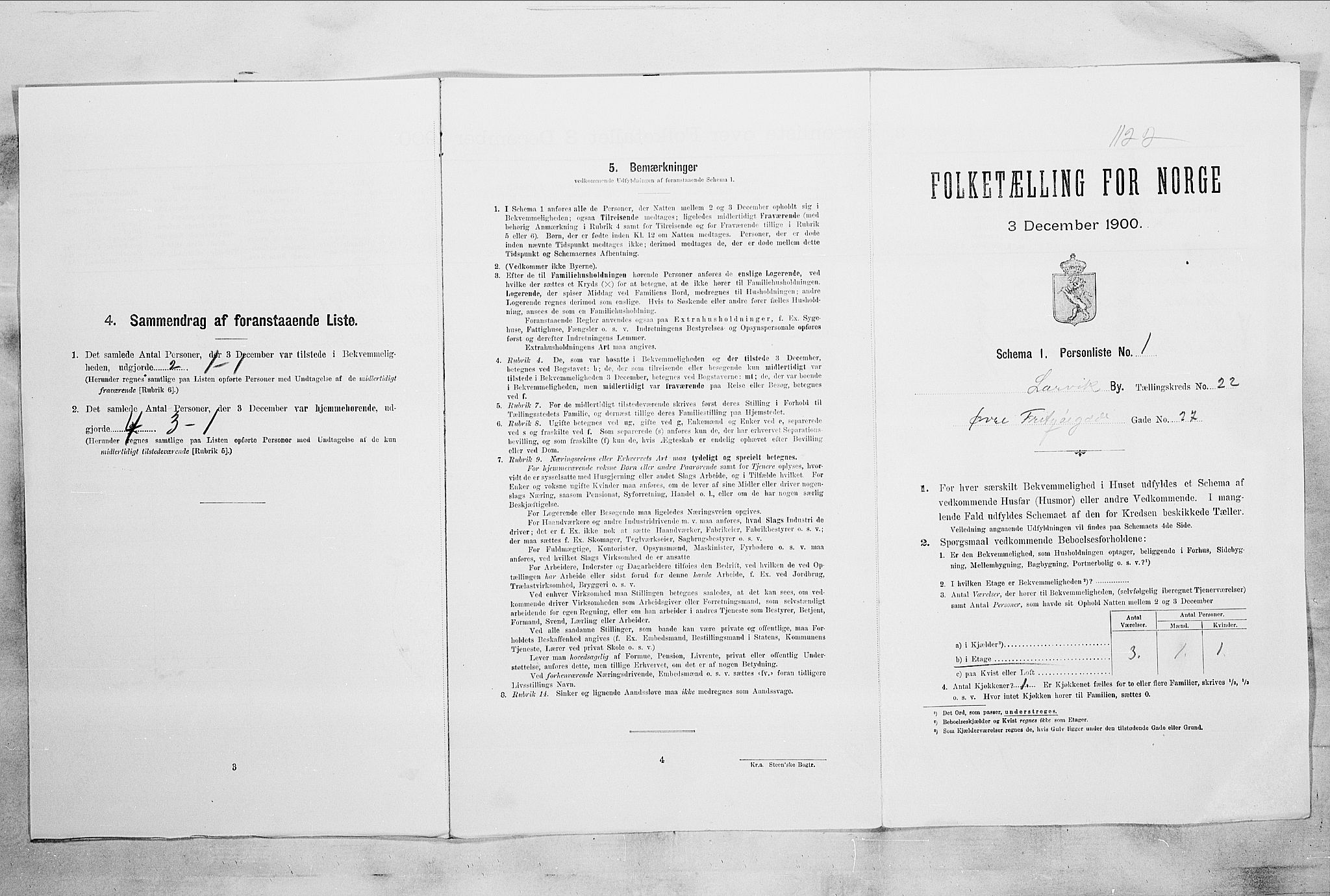 RA, 1900 census for Larvik, 1900, p. 2178