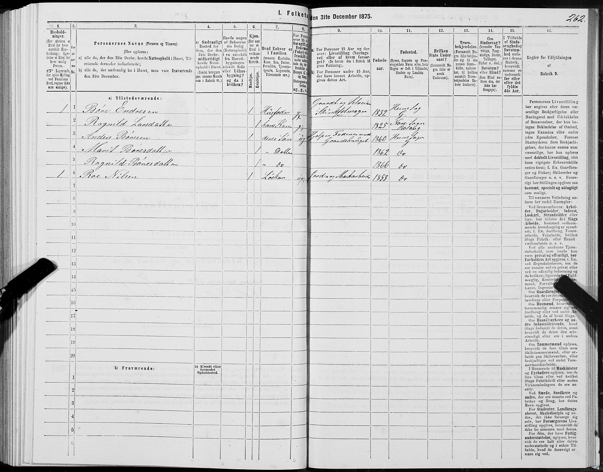 SAT, 1875 census for 1539P Grytten, 1875, p. 3262