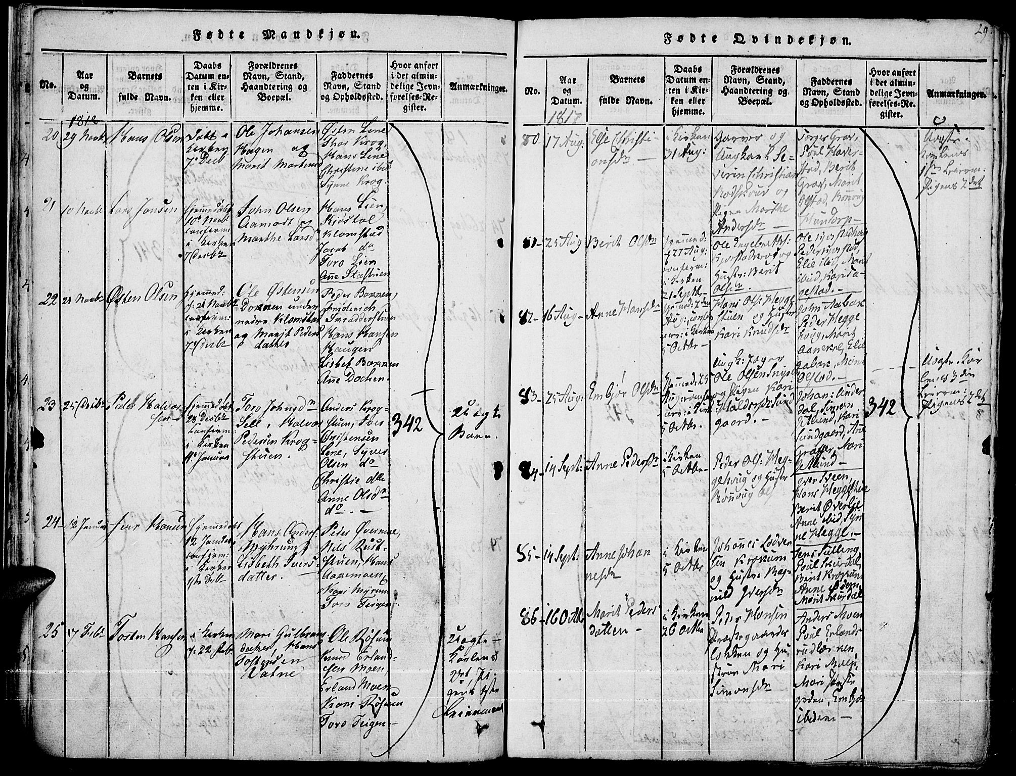 Fron prestekontor, AV/SAH-PREST-078/H/Ha/Haa/L0002: Parish register (official) no. 2, 1816-1827, p. 29