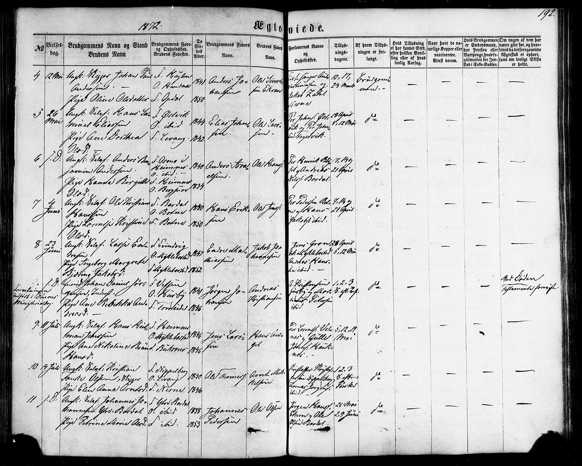 Ministerialprotokoller, klokkerbøker og fødselsregistre - Nordland, AV/SAT-A-1459/838/L0551: Parish register (official) no. 838A09, 1864-1880, p. 192