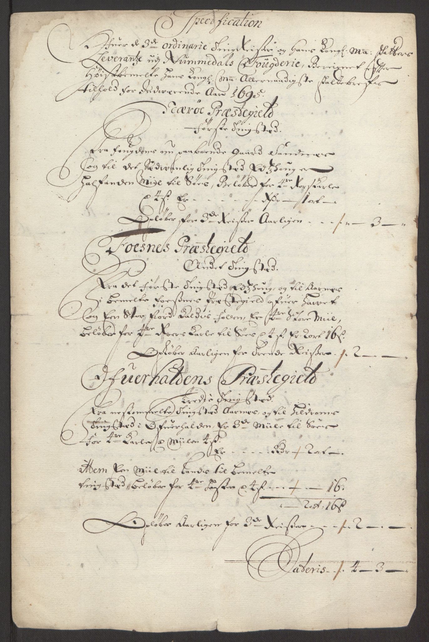 Rentekammeret inntil 1814, Reviderte regnskaper, Fogderegnskap, AV/RA-EA-4092/R64/L4424: Fogderegnskap Namdal, 1692-1695, p. 528