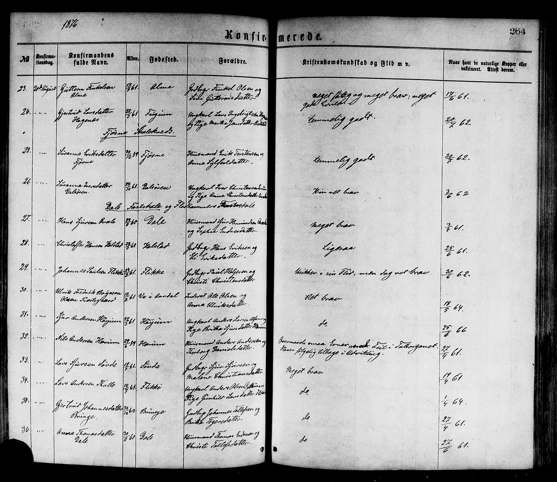 Luster sokneprestembete, SAB/A-81101/H/Haa/Haaa/L0010: Parish register (official) no. A 10, 1871-1886, p. 264