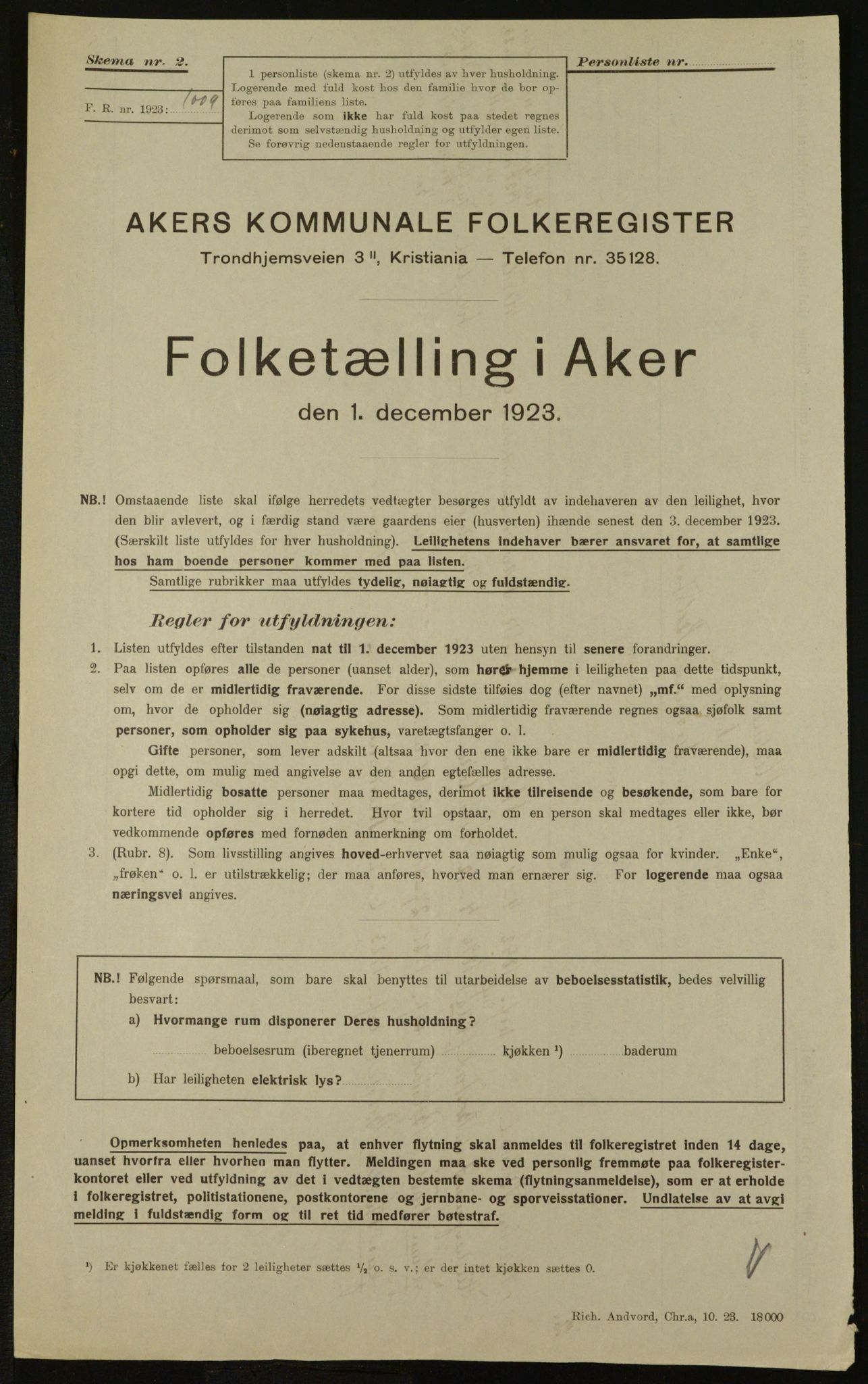 , Municipal Census 1923 for Aker, 1923, p. 28982