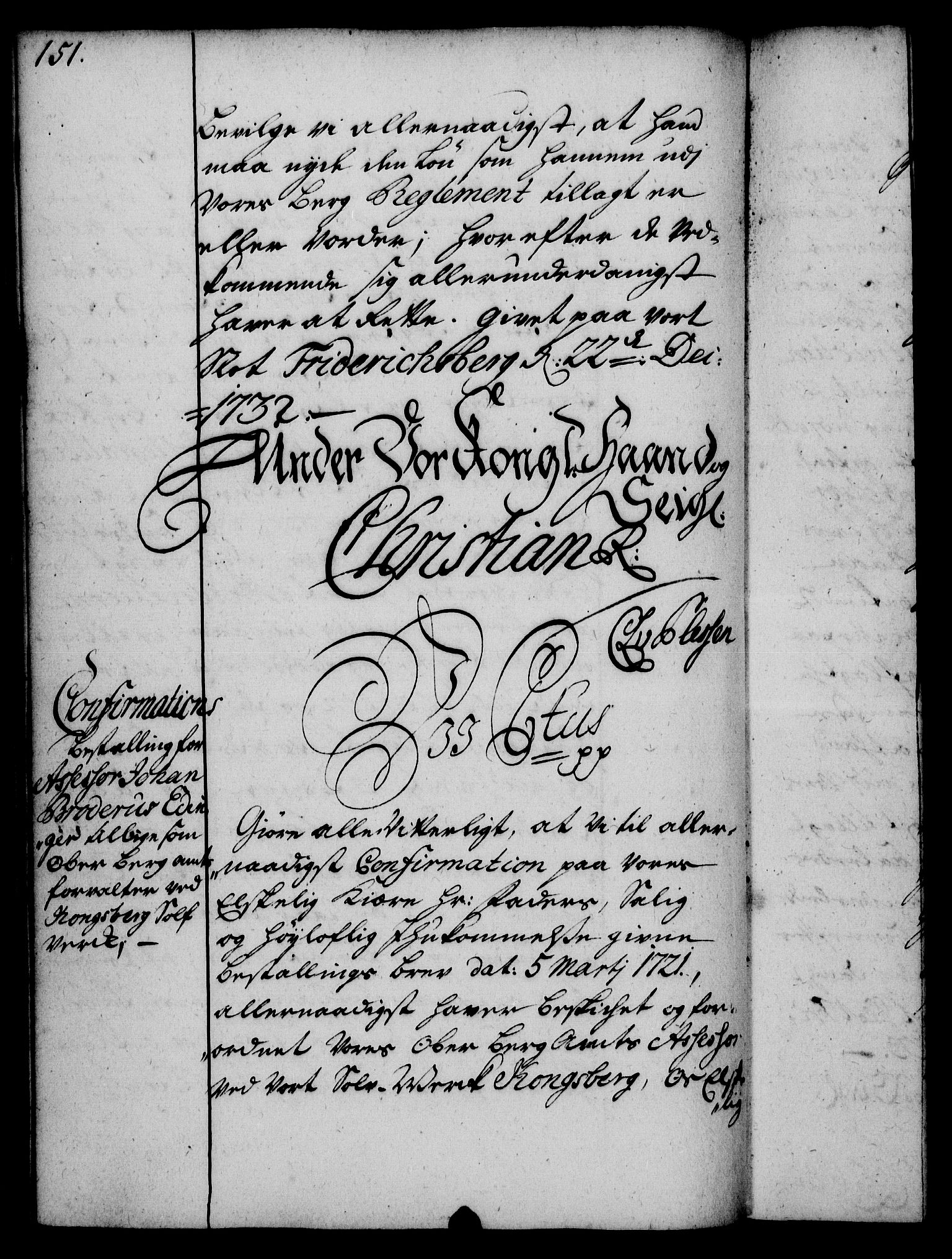 Rentekammeret, Kammerkanselliet, RA/EA-3111/G/Gg/Gge/L0002: Norsk bestallingsprotokoll med register (merket RK 53.26), 1730-1744, p. 151