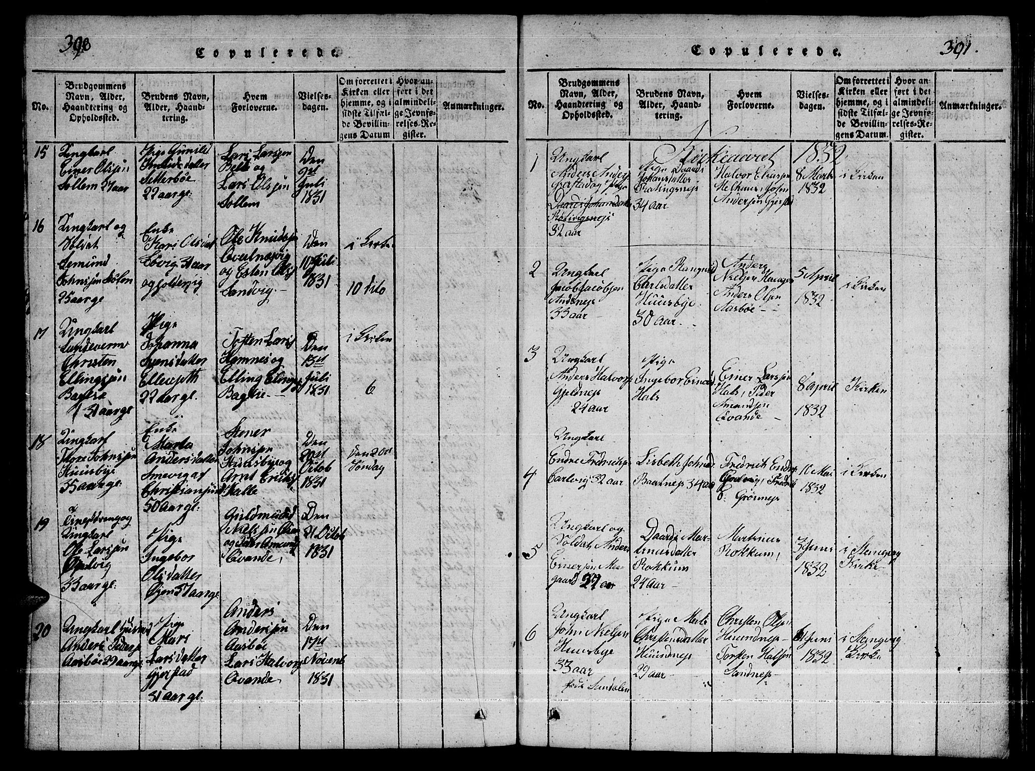 Ministerialprotokoller, klokkerbøker og fødselsregistre - Møre og Romsdal, AV/SAT-A-1454/592/L1031: Parish register (copy) no. 592C01, 1820-1833, p. 390-391