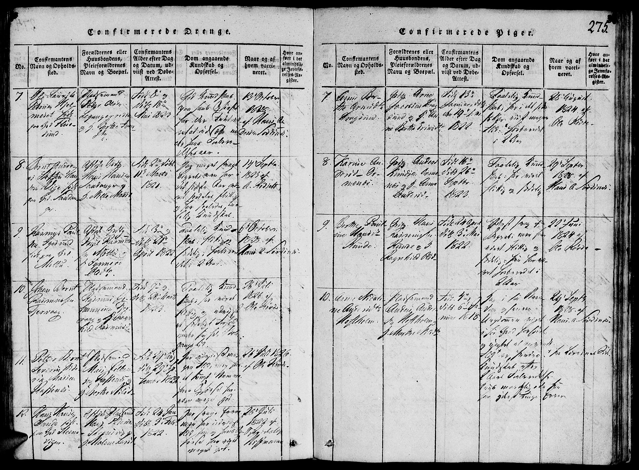 Ministerialprotokoller, klokkerbøker og fødselsregistre - Møre og Romsdal, AV/SAT-A-1454/507/L0069: Parish register (official) no. 507A04, 1816-1841, p. 275