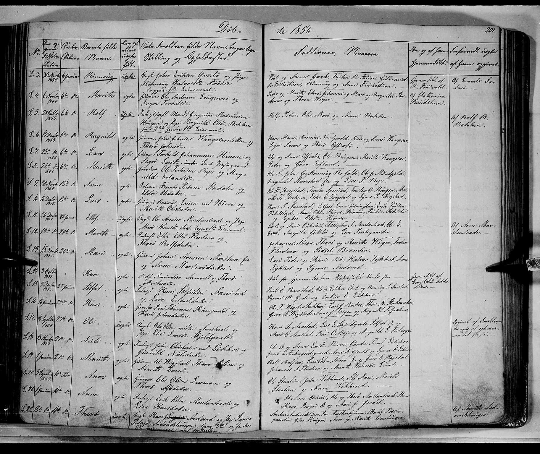 Lom prestekontor, AV/SAH-PREST-070/K/L0006: Parish register (official) no. 6A, 1837-1863, p. 201