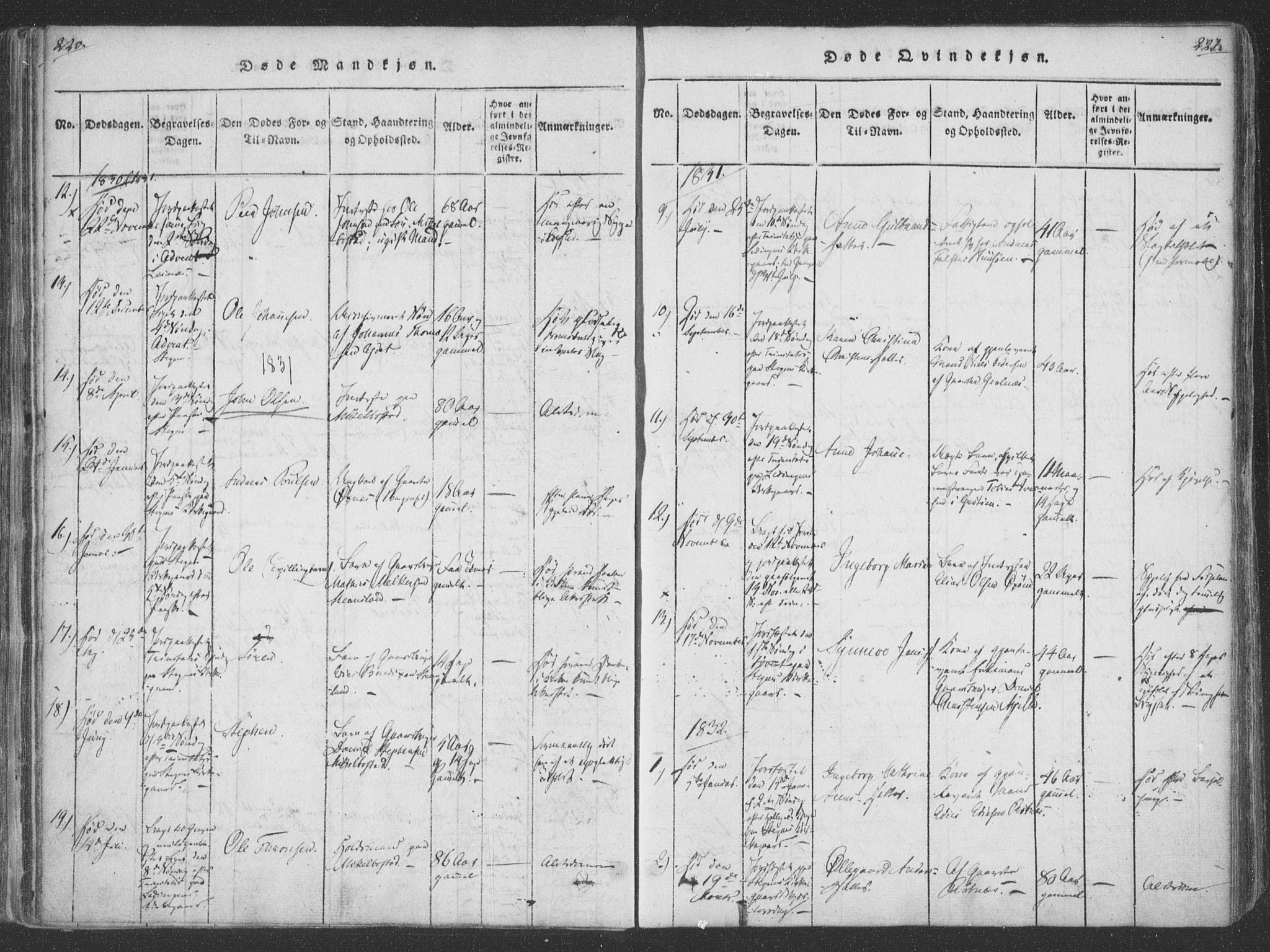 Ministerialprotokoller, klokkerbøker og fødselsregistre - Nordland, AV/SAT-A-1459/855/L0798: Parish register (official) no. 855A06, 1821-1835, p. 220-221