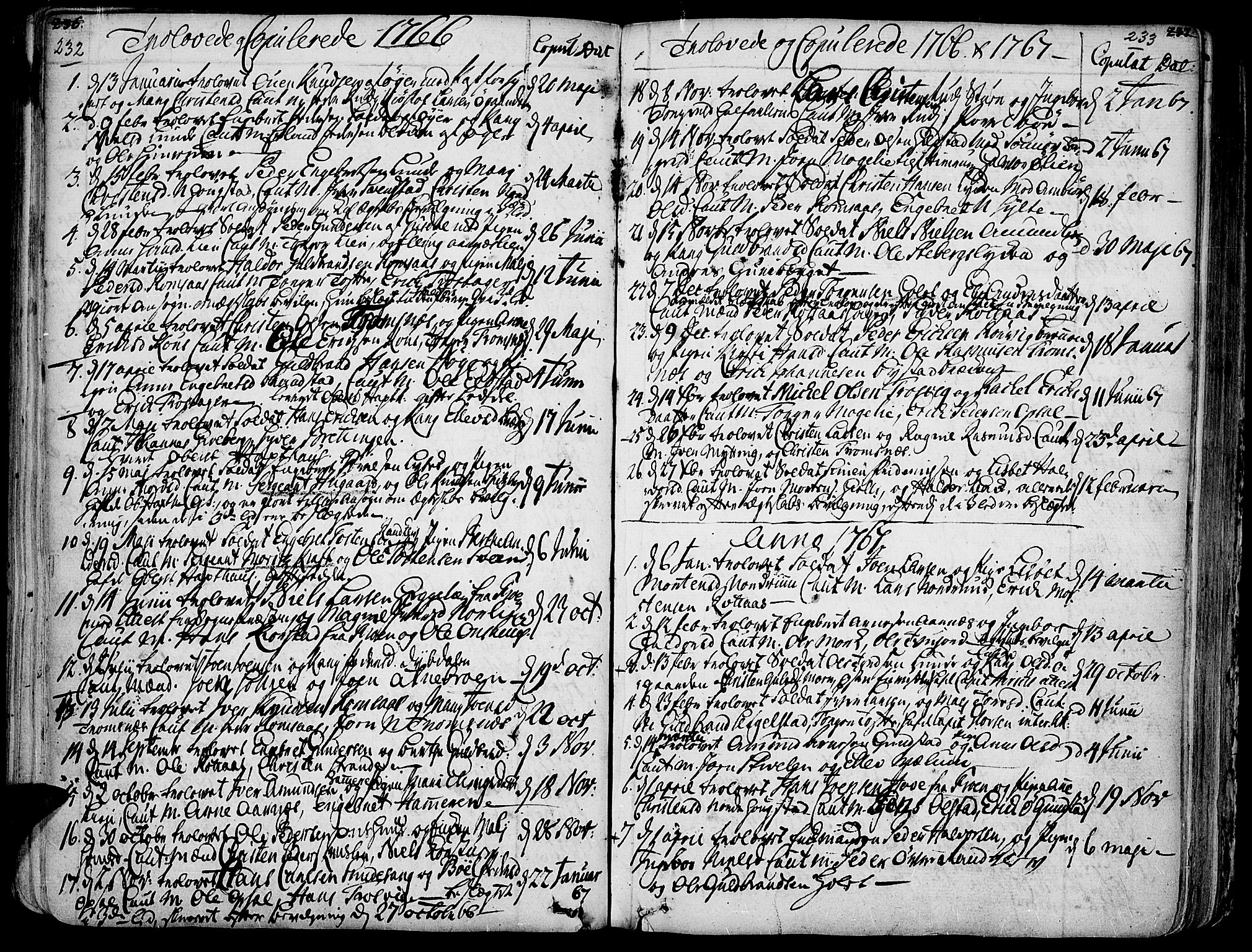 Ringebu prestekontor, AV/SAH-PREST-082/H/Ha/Haa/L0002: Parish register (official) no. 2, 1734-1780, p. 232-233