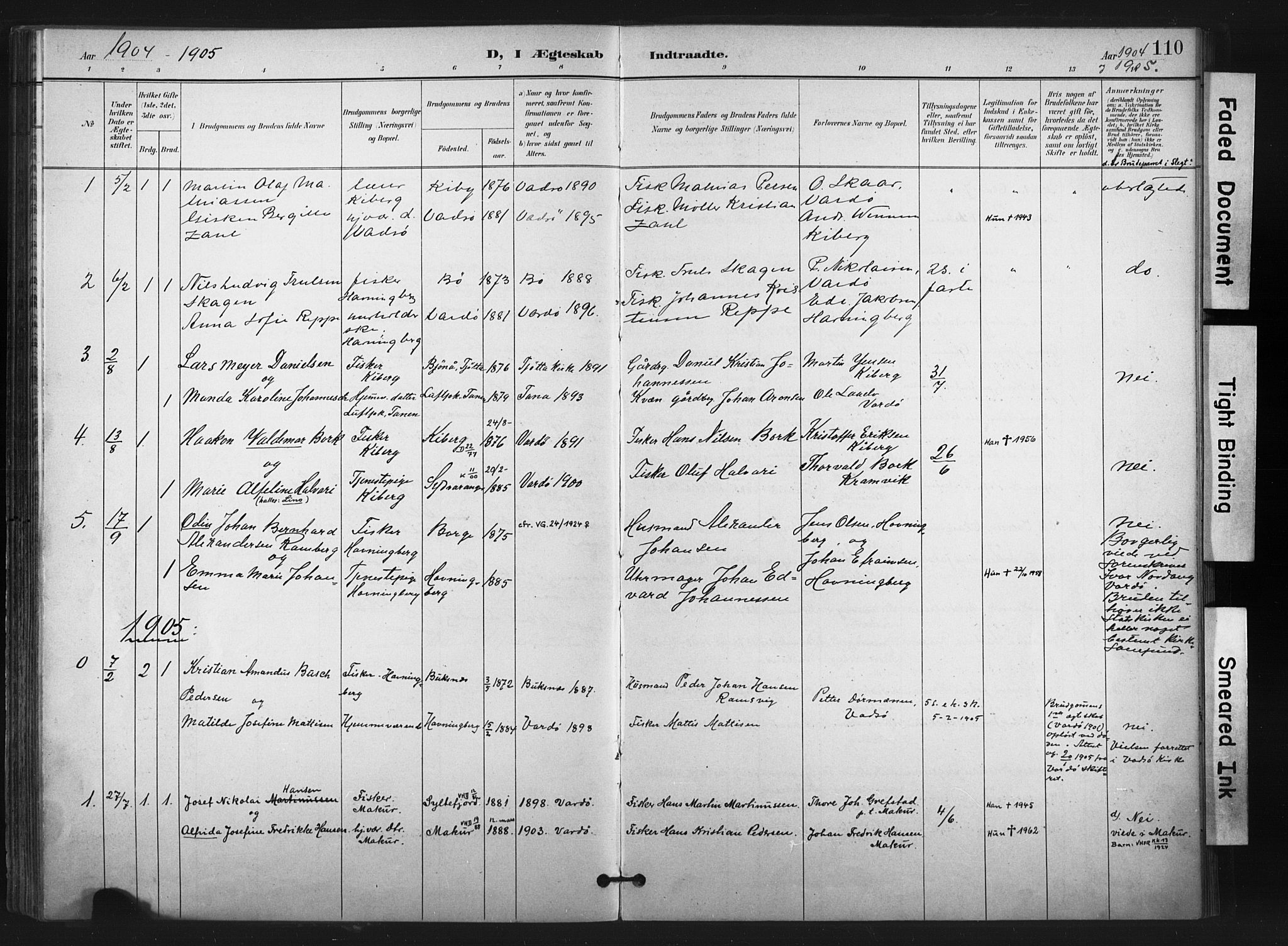 Vardø sokneprestkontor, SATØ/S-1332/H/Ha/L0011kirke: Parish register (official) no. 11, 1897-1911, p. 110