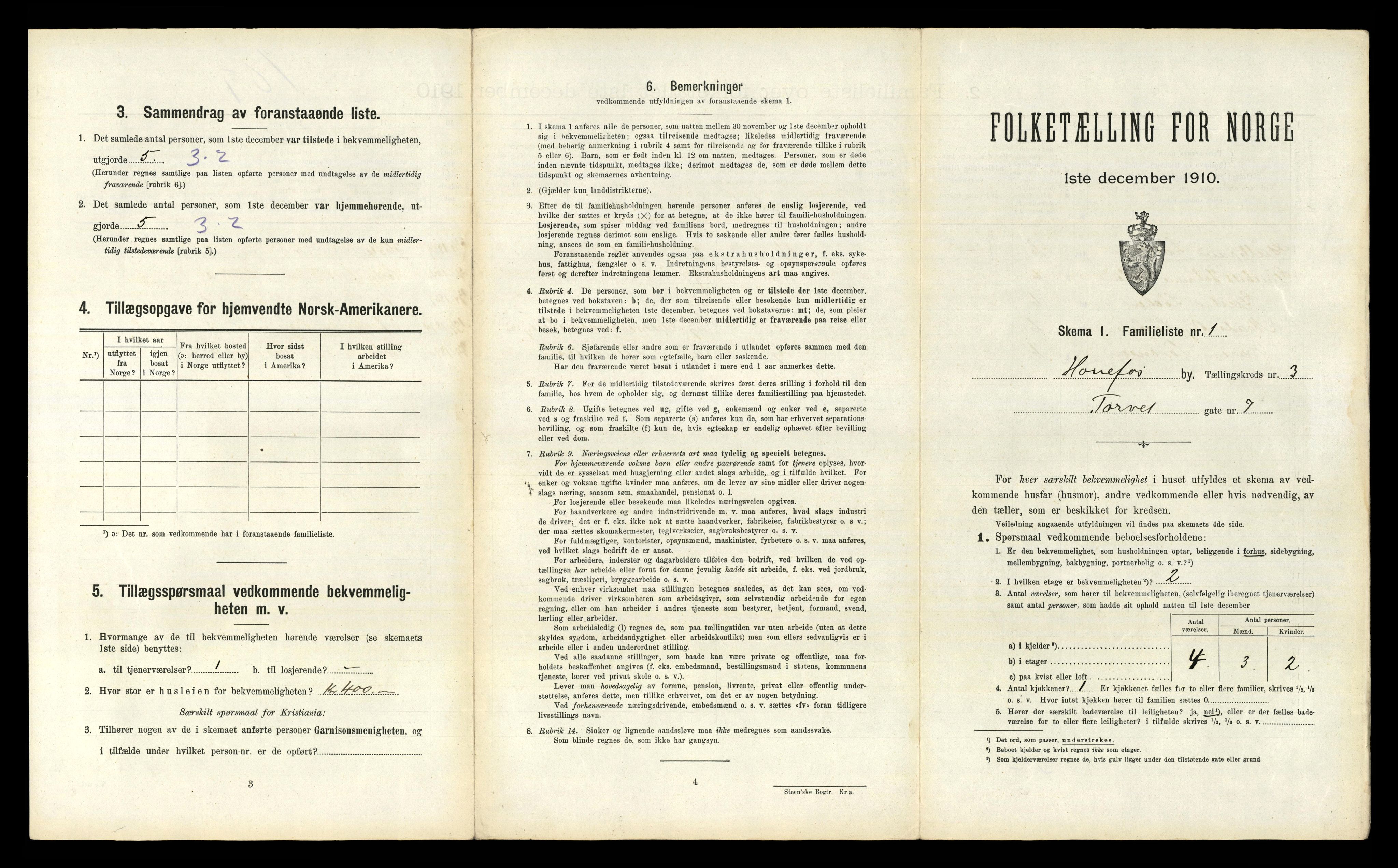 RA, 1910 census for Hønefoss, 1910, p. 725