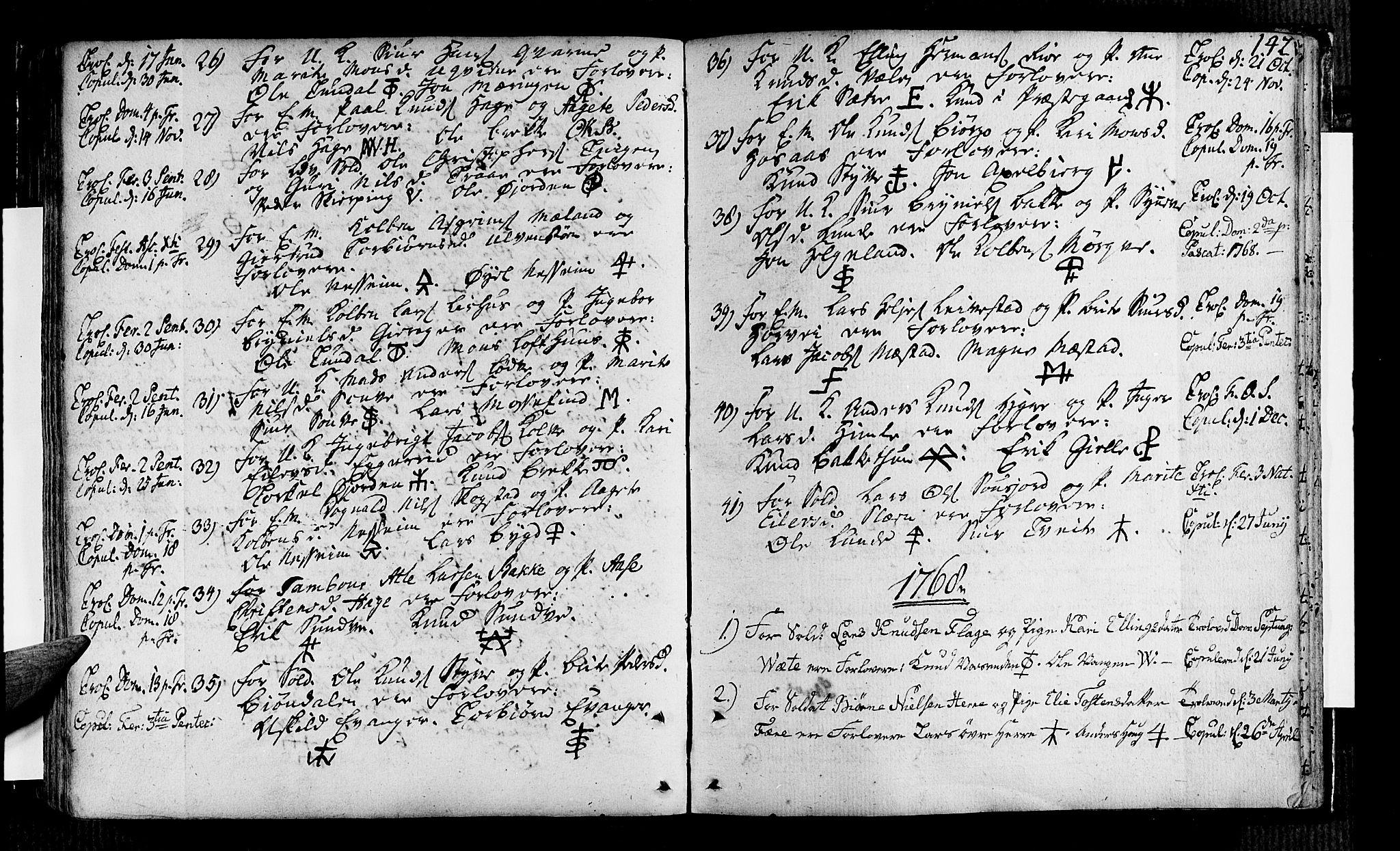 Voss sokneprestembete, AV/SAB-A-79001/H/Haa: Parish register (official) no. A 7, 1731-1773, p. 142