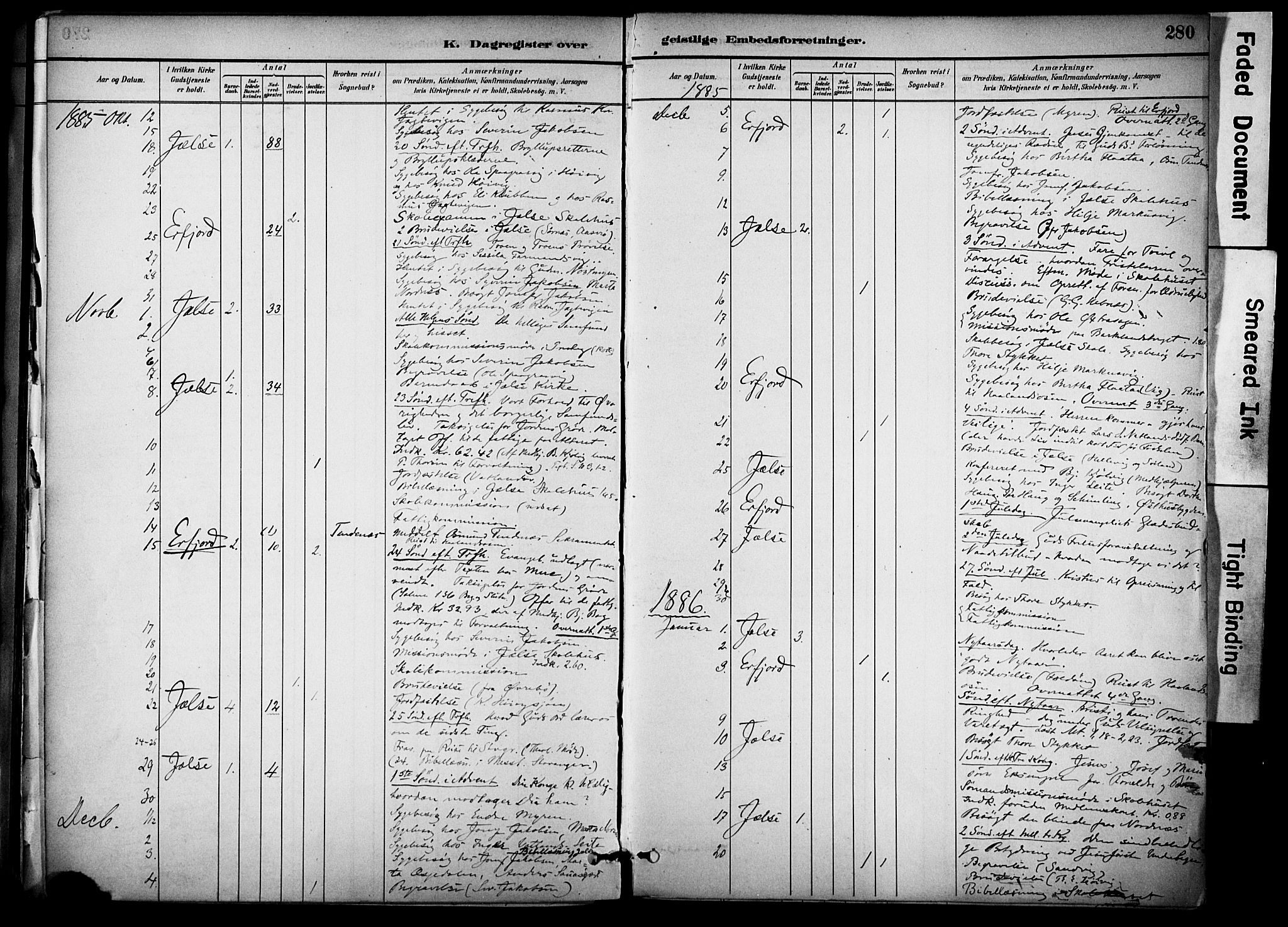 Jelsa sokneprestkontor, AV/SAST-A-101842/01/IV: Parish register (official) no. A 10, 1884-1906, p. 280