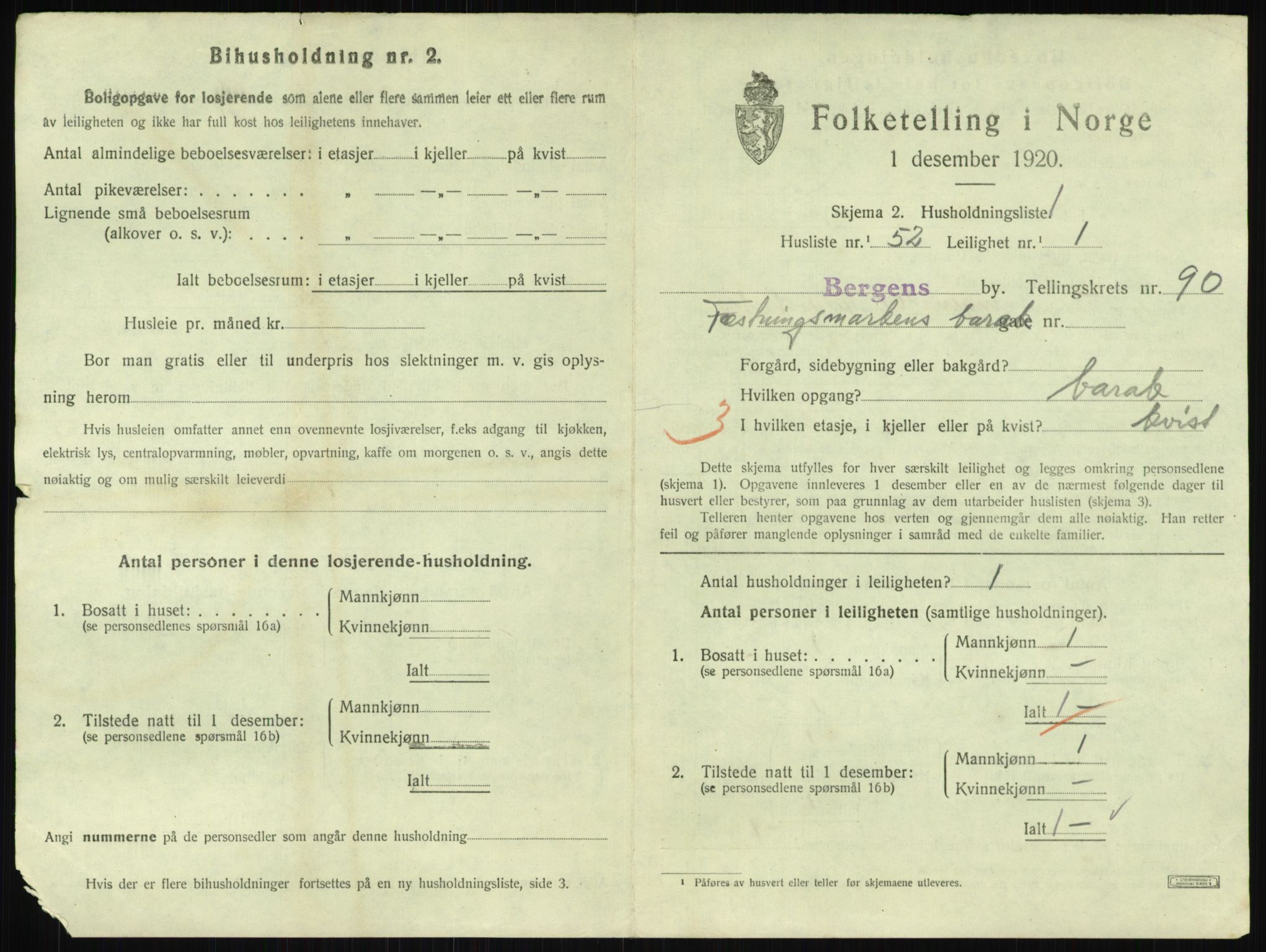 SAB, 1920 census for Bergen, 1920, p. 39841