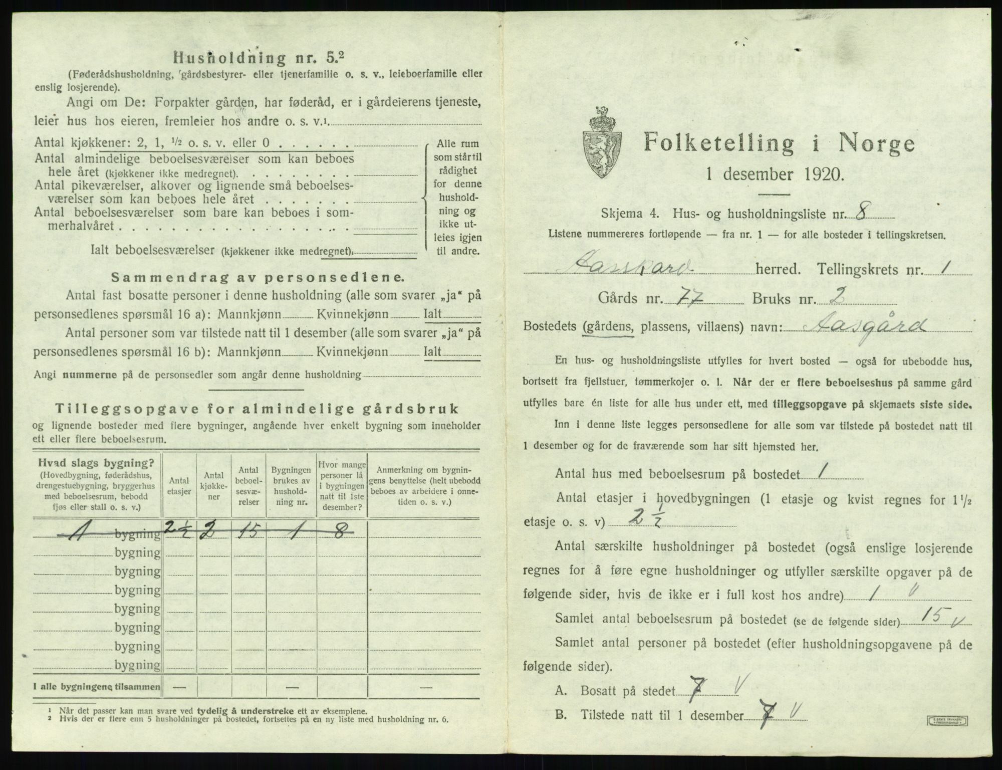 SAT, 1920 census for Åsskard, 1920, p. 35