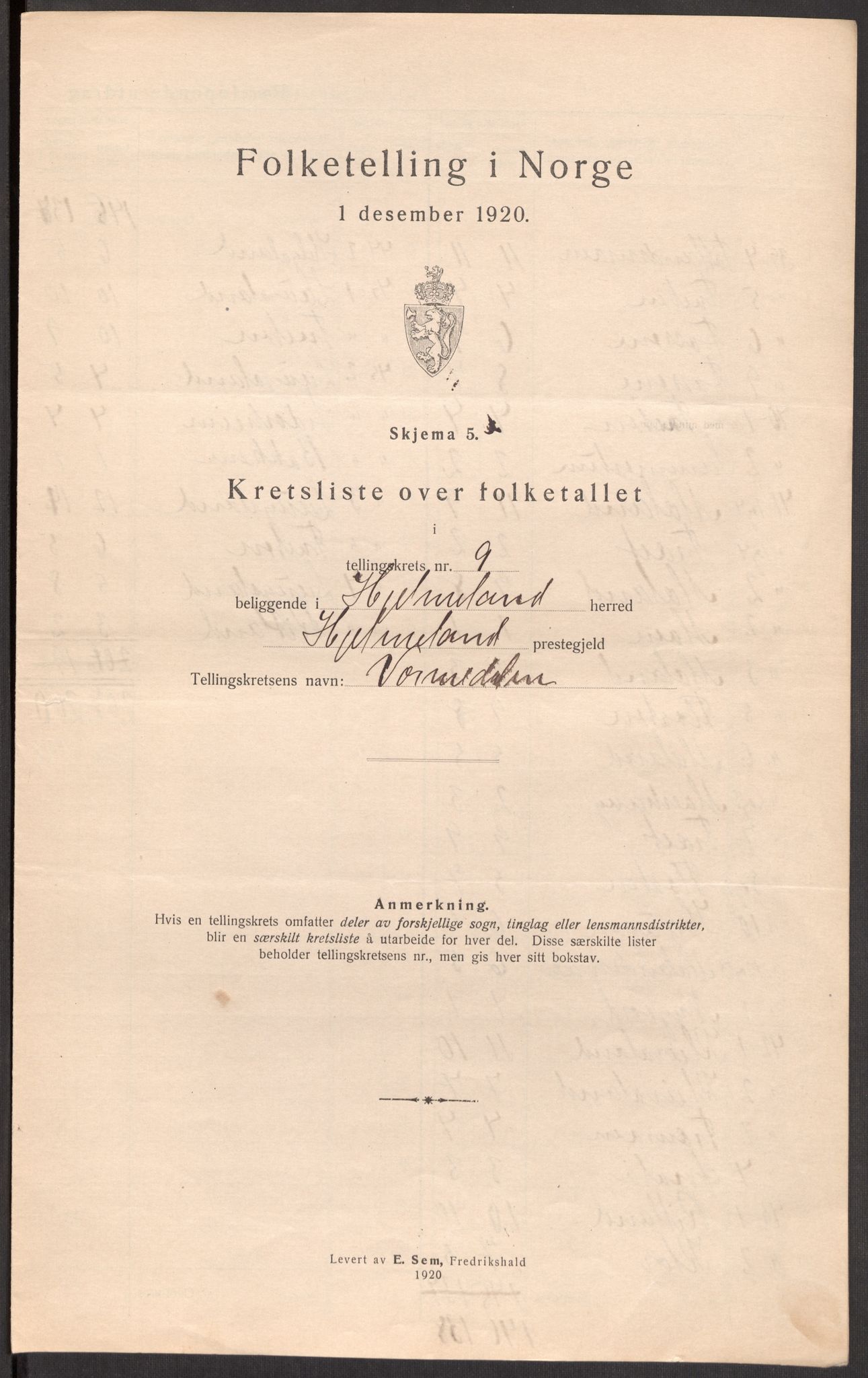 SAST, 1920 census for Hjelmeland, 1920, p. 41