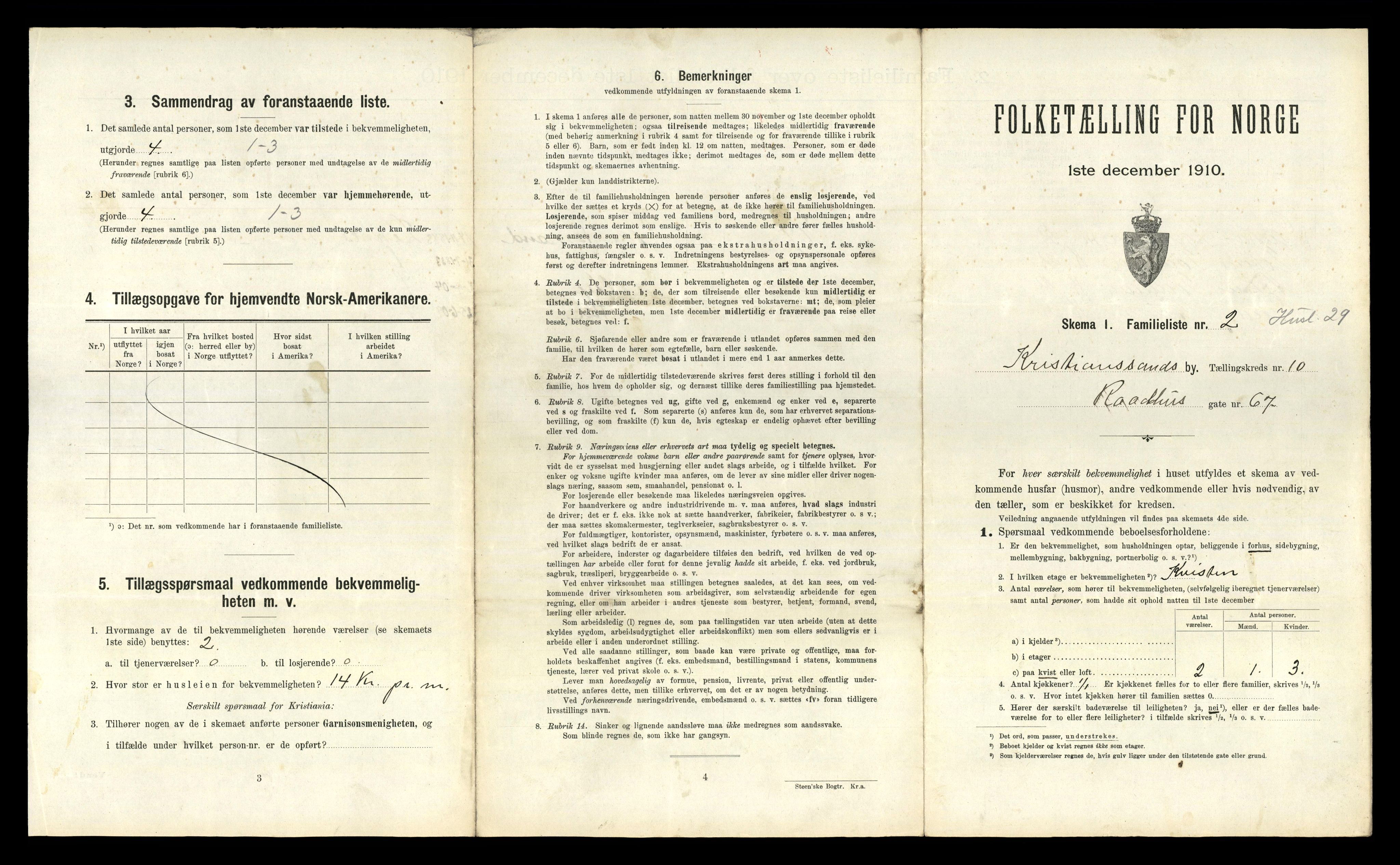 RA, 1910 census for Kristiansand, 1910, p. 2456