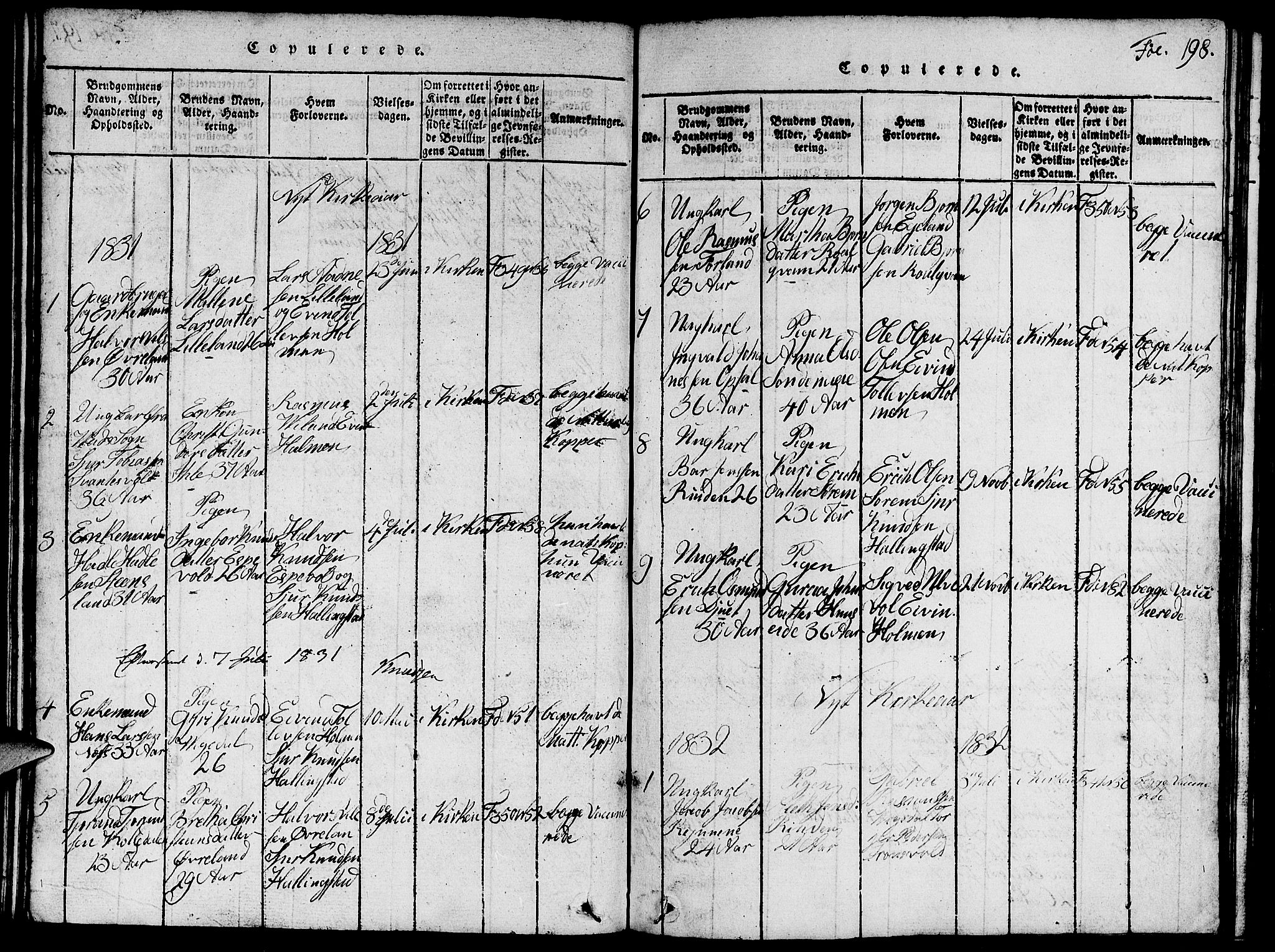 Vikedal sokneprestkontor, SAST/A-101840/01/V: Parish register (copy) no. B 1, 1816-1853, p. 198