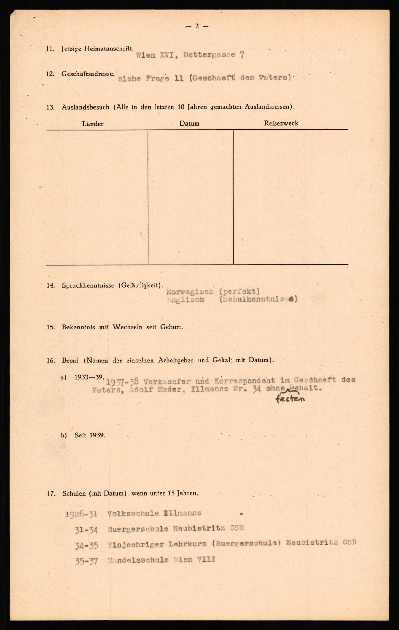 Forsvaret, Forsvarets overkommando II, AV/RA-RAFA-3915/D/Db/L0039: CI Questionaires. Tyske okkupasjonsstyrker i Norge. Østerrikere., 1945-1946, p. 349