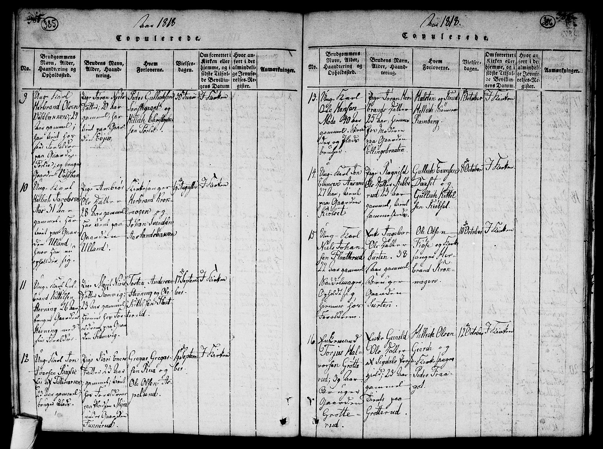 Flesberg kirkebøker, SAKO/A-18/G/Ga/L0001: Parish register (copy) no. I 1, 1816-1834, p. 385-386
