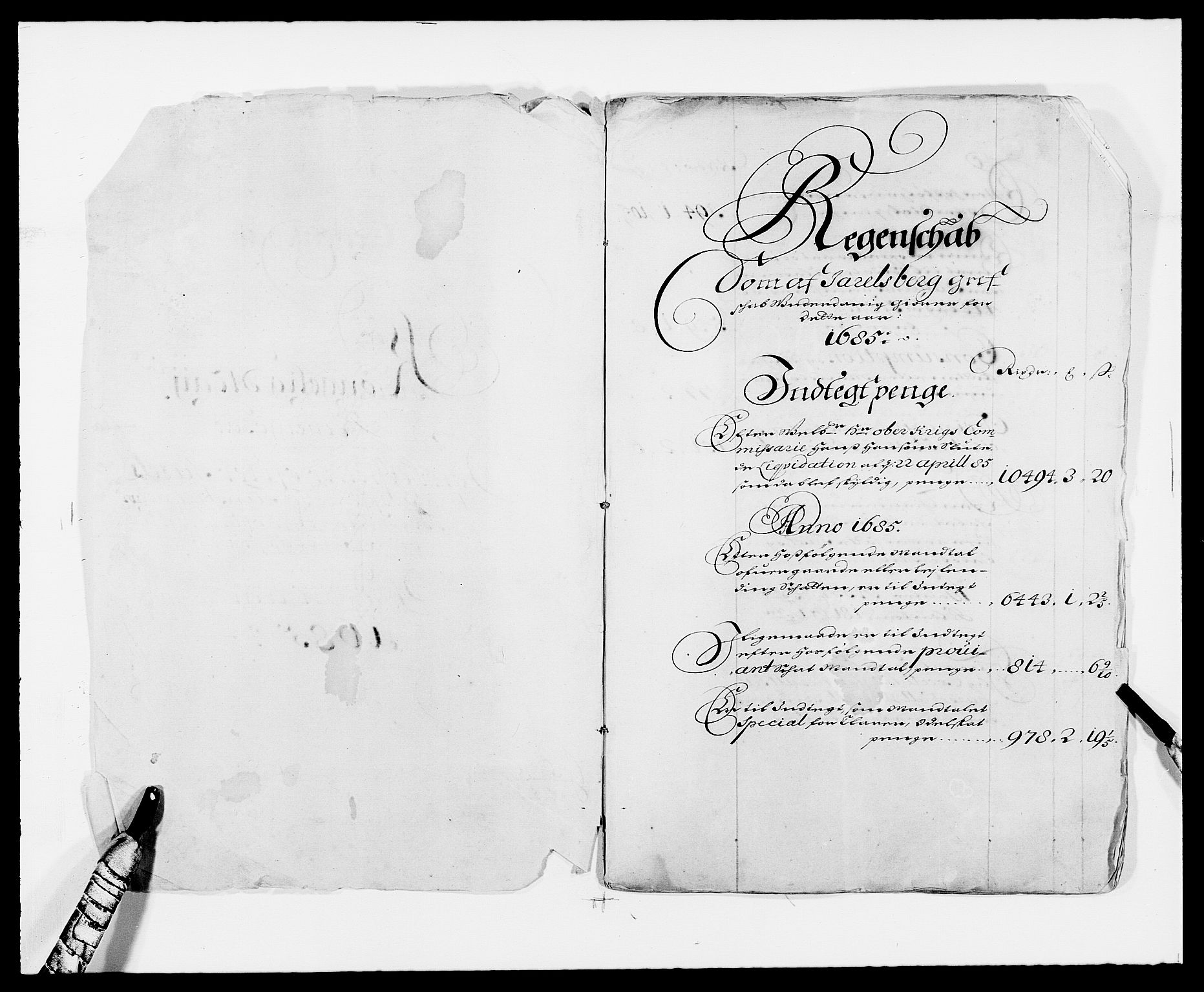 Rentekammeret inntil 1814, Reviderte regnskaper, Fogderegnskap, RA/EA-4092/R32/L1856: Fogderegnskap Jarlsberg grevskap, 1685, p. 2