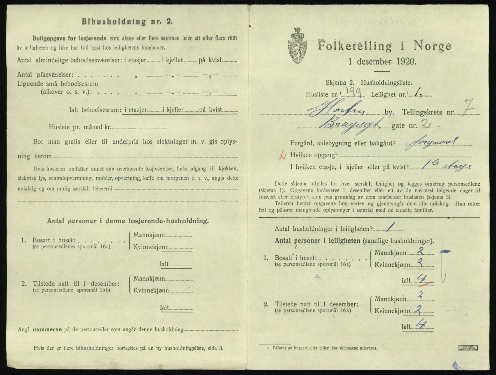 SAKO, 1920 census for Horten, 1920, p. 7949