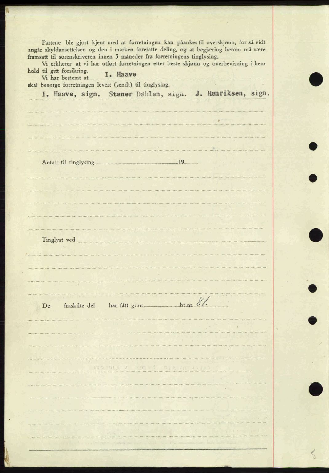 Tønsberg sorenskriveri, SAKO/A-130/G/Ga/Gaa/L0022: Mortgage book no. A22, 1947-1947, Diary no: : 1965/1947