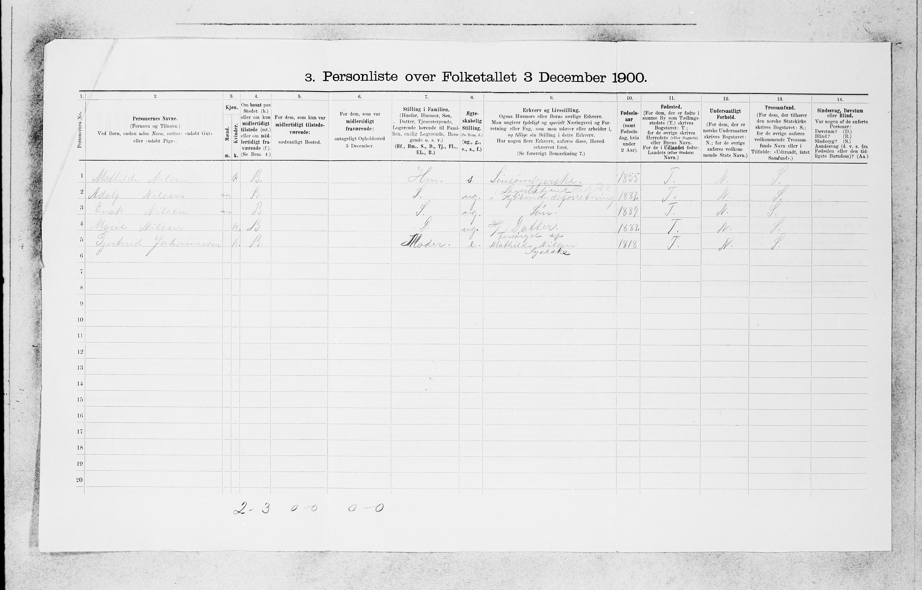 SAB, 1900 census for Bergen, 1900, p. 10242