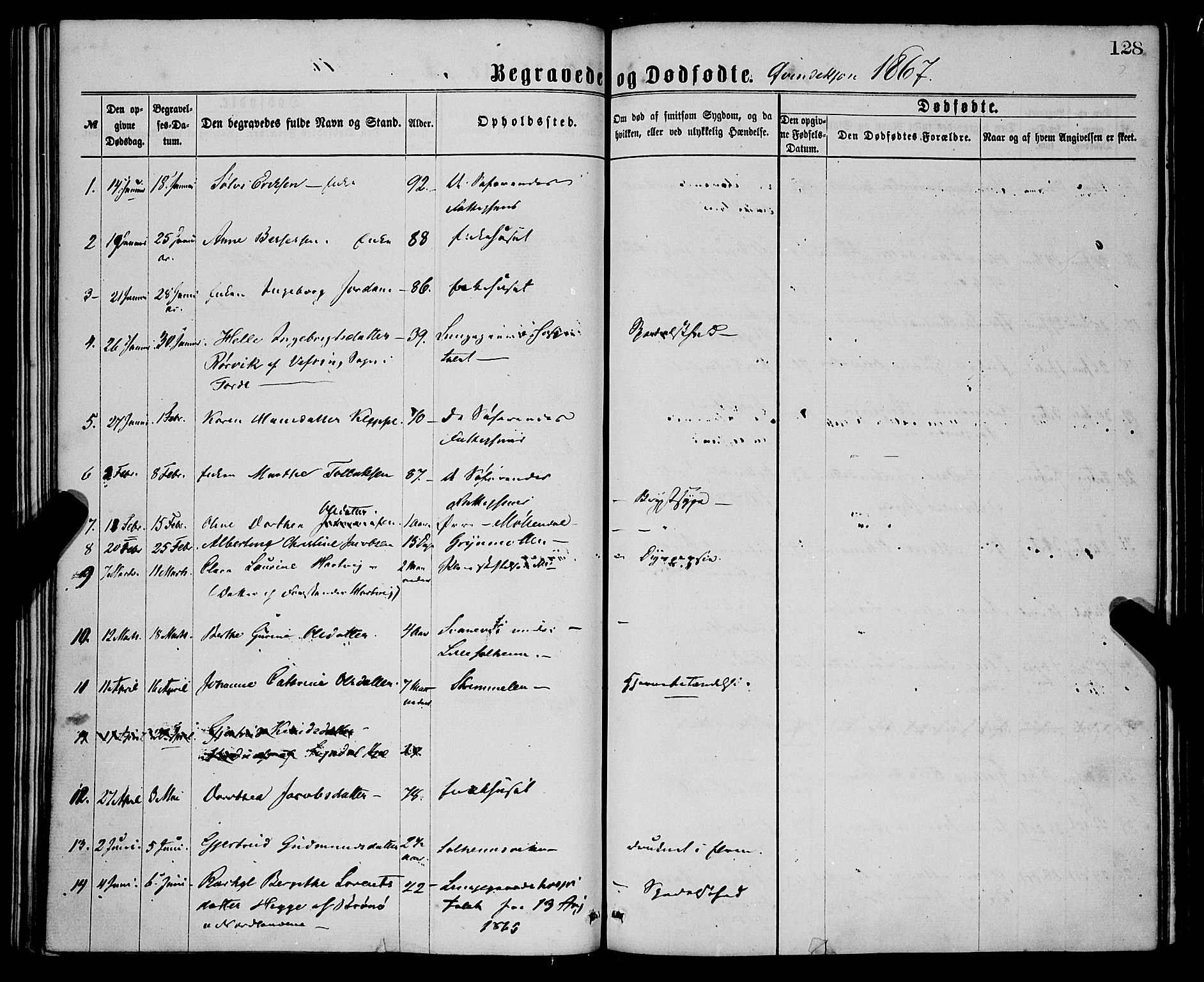 St. Jørgens hospital og Årstad sokneprestembete, AV/SAB-A-99934: Parish register (official) no. A 11, 1864-1886, p. 128