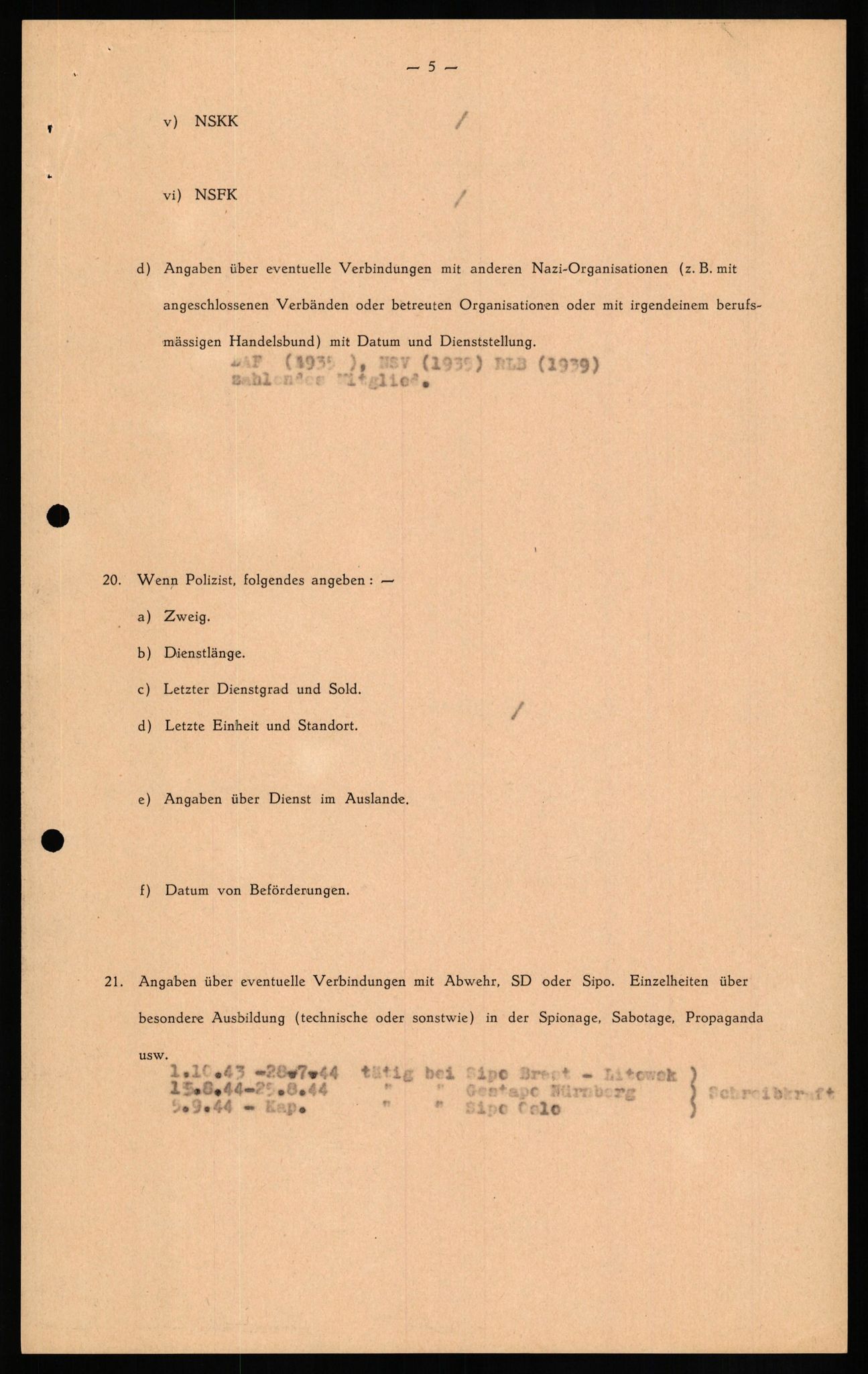 Forsvaret, Forsvarets overkommando II, AV/RA-RAFA-3915/D/Db/L0020: CI Questionaires. Tyske okkupasjonsstyrker i Norge. Tyskere., 1945-1946, p. 411