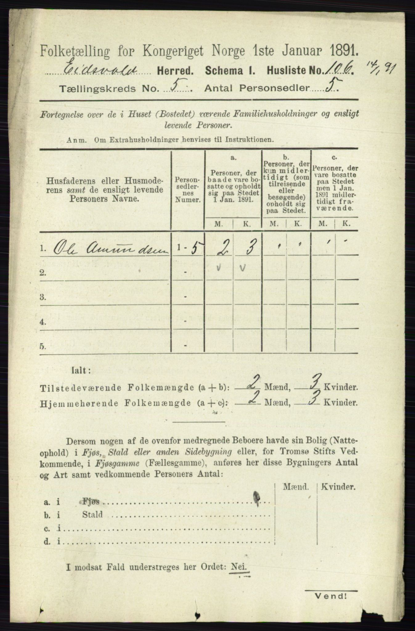 RA, 1891 census for 0237 Eidsvoll, 1891, p. 2740