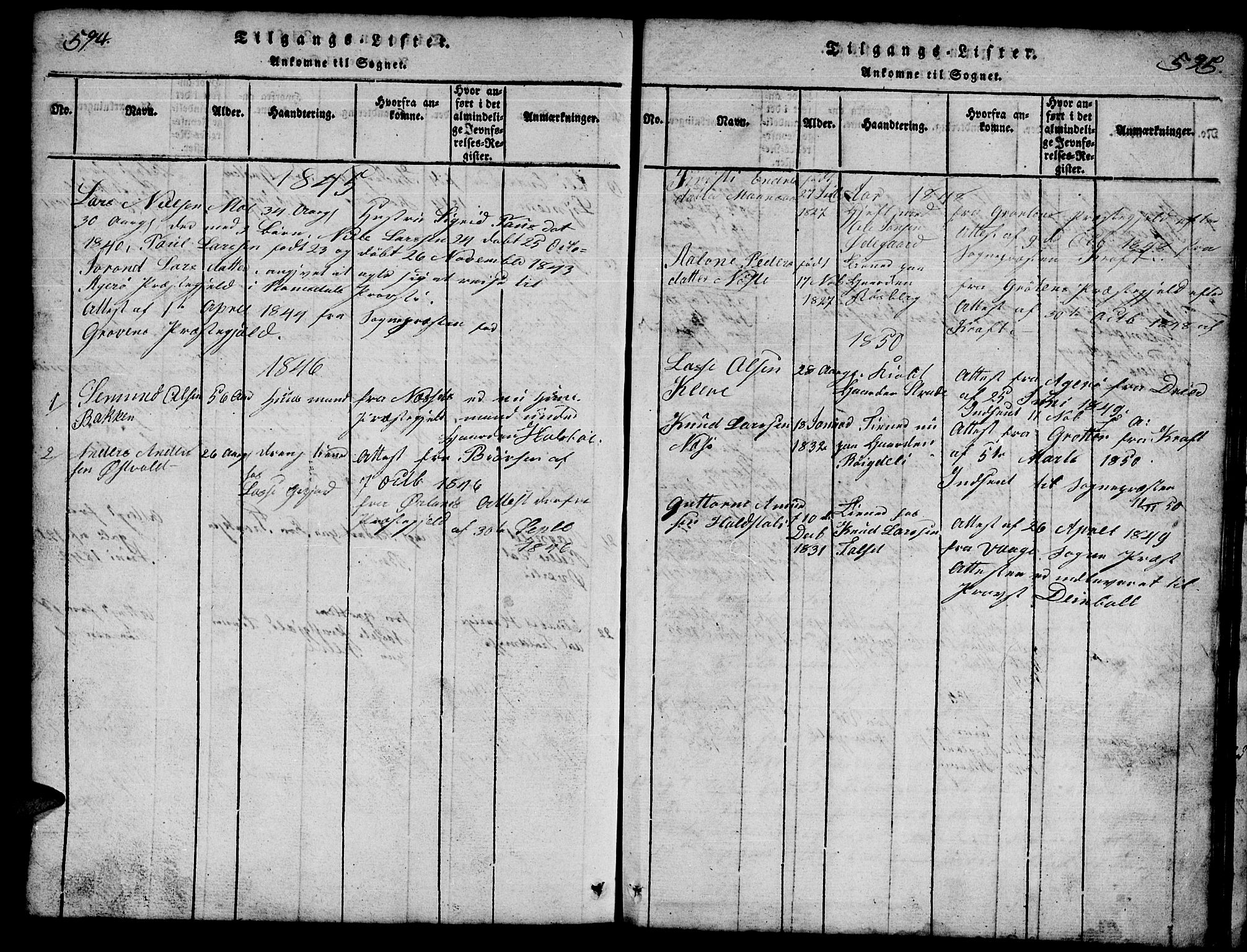 Ministerialprotokoller, klokkerbøker og fødselsregistre - Møre og Romsdal, SAT/A-1454/557/L0683: Parish register (copy) no. 557C01, 1818-1862, p. 594-595