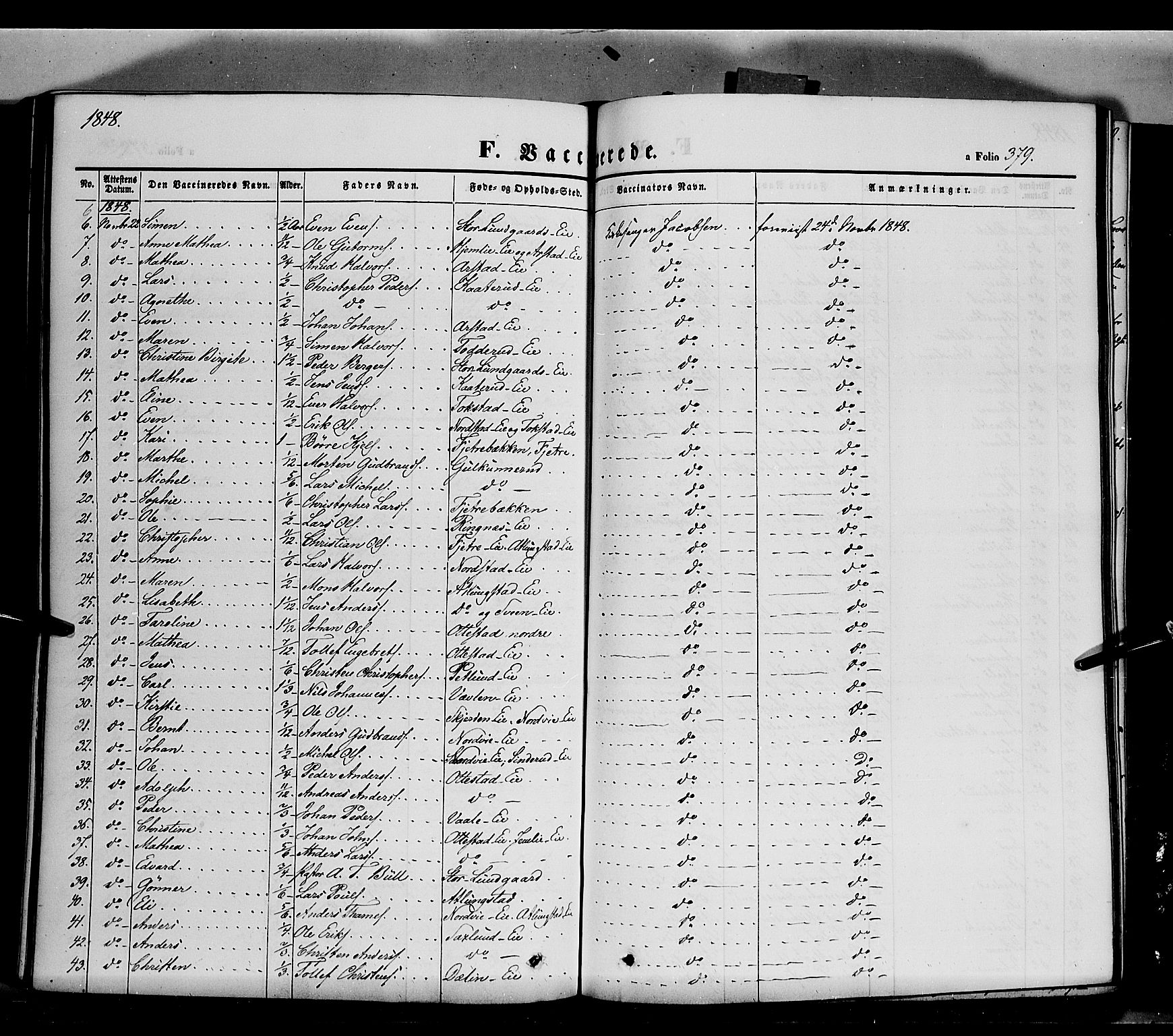 Stange prestekontor, AV/SAH-PREST-002/K/L0011: Parish register (official) no. 11, 1846-1852, p. 379