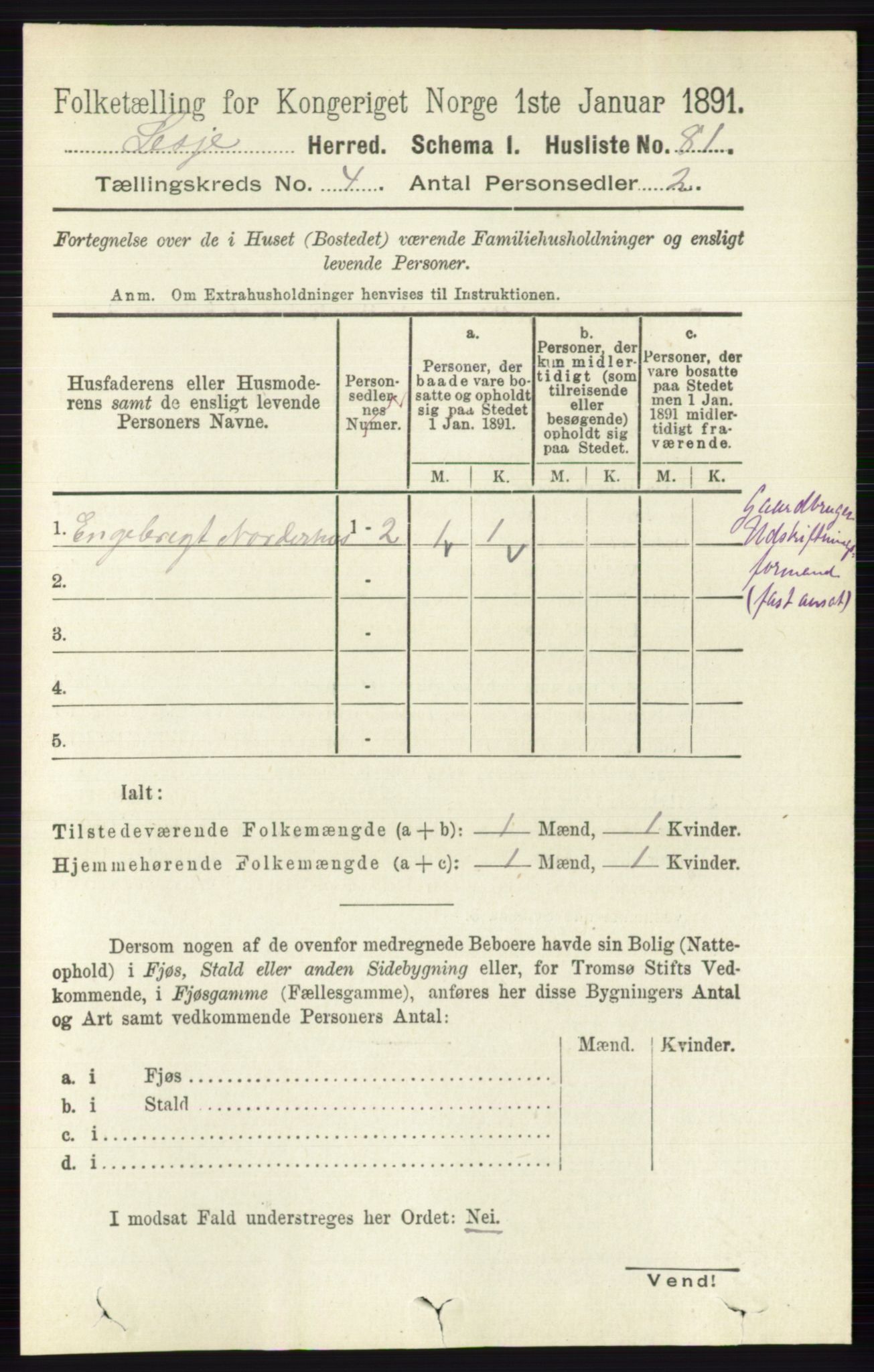 RA, 1891 census for 0512 Lesja, 1891, p. 1084